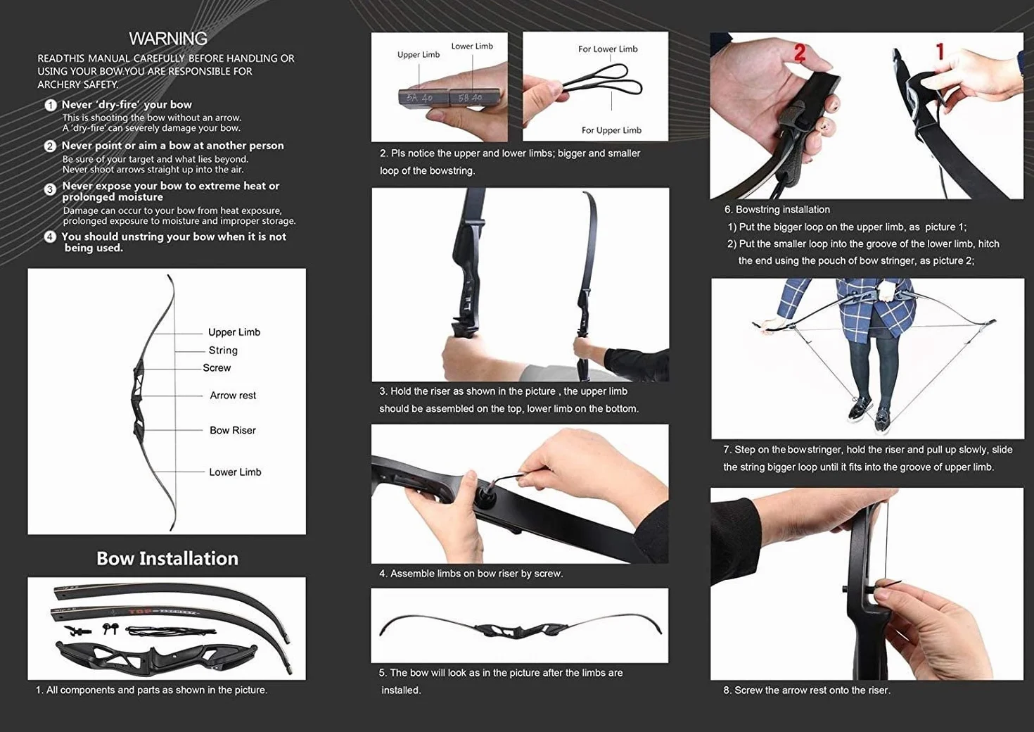 Ensemble de tir à l'arc Takedown Arc Classique 56" Poignées Aluminium 30 LB Kits pour Cible Chasse Tir