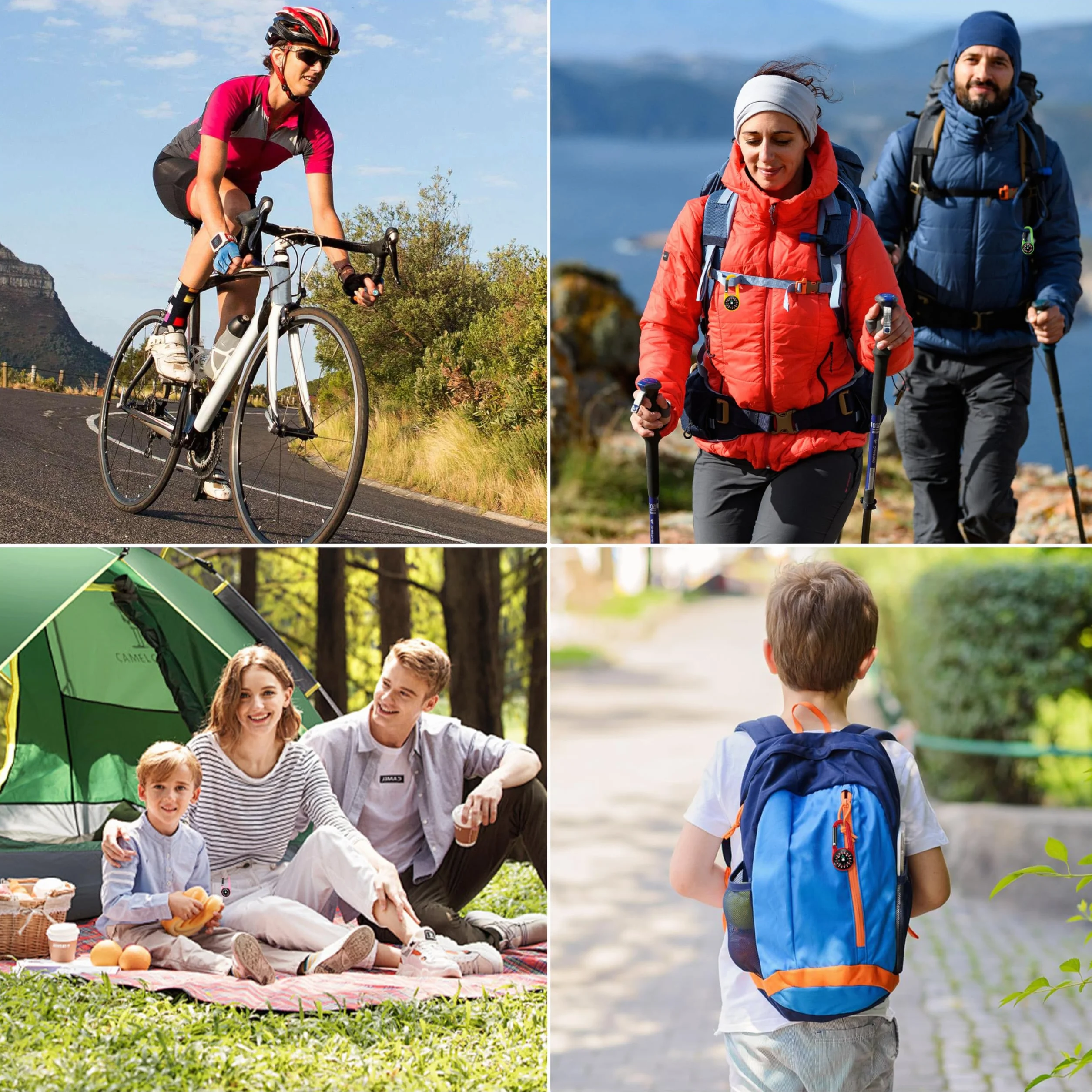 Boussole Portable ABS avec Mousqueton - 6 Couleurs, 18 Pièces - Randonnée, Camping, Extérieur