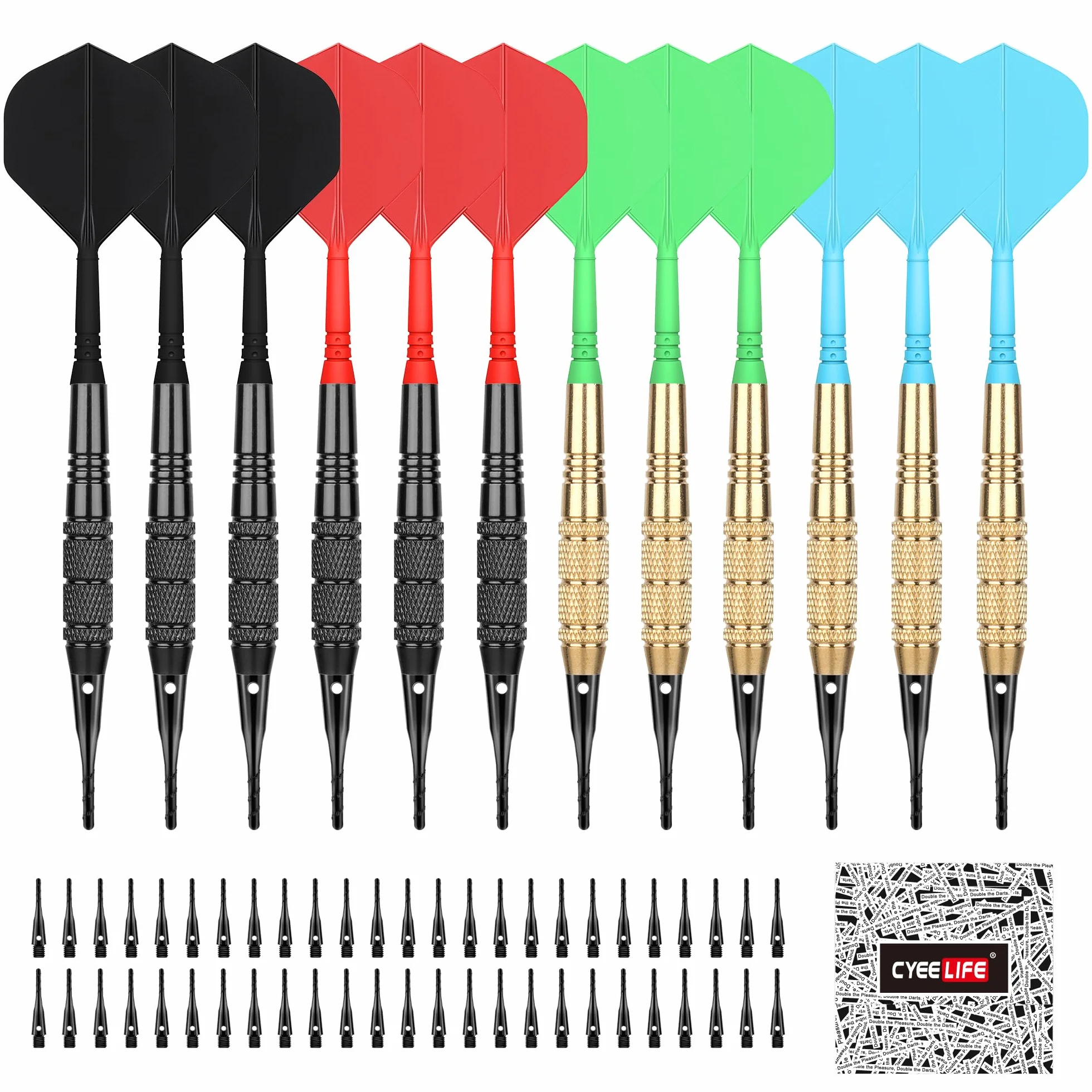 CyeeLife Flechette Pointe Plastique 12 Fléchettes 50 Pointes Set pour Cible Electronique