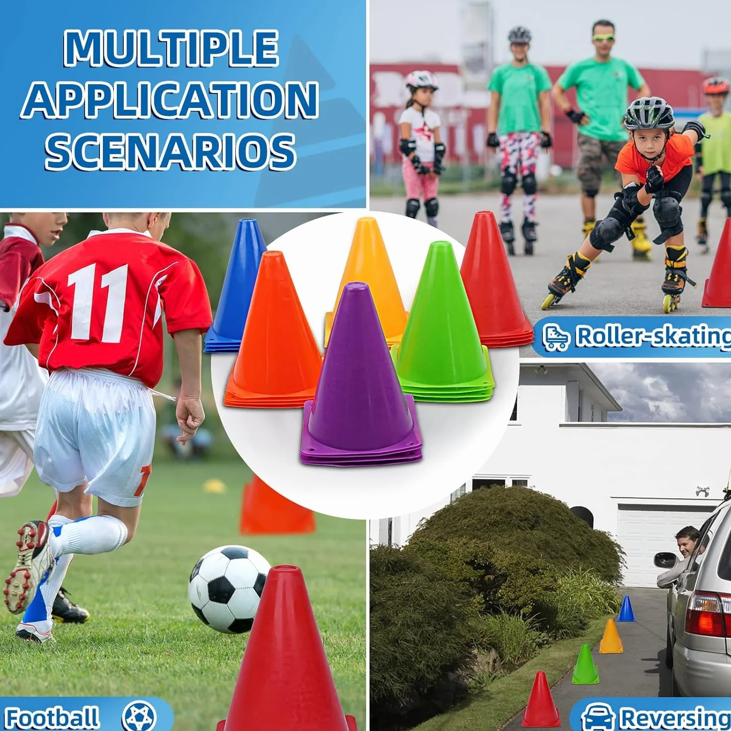 Cônes de Signalisation 30 Pièces 19CM Marqueur d'Entraînement de Football en Plastique pour Basket-Ball