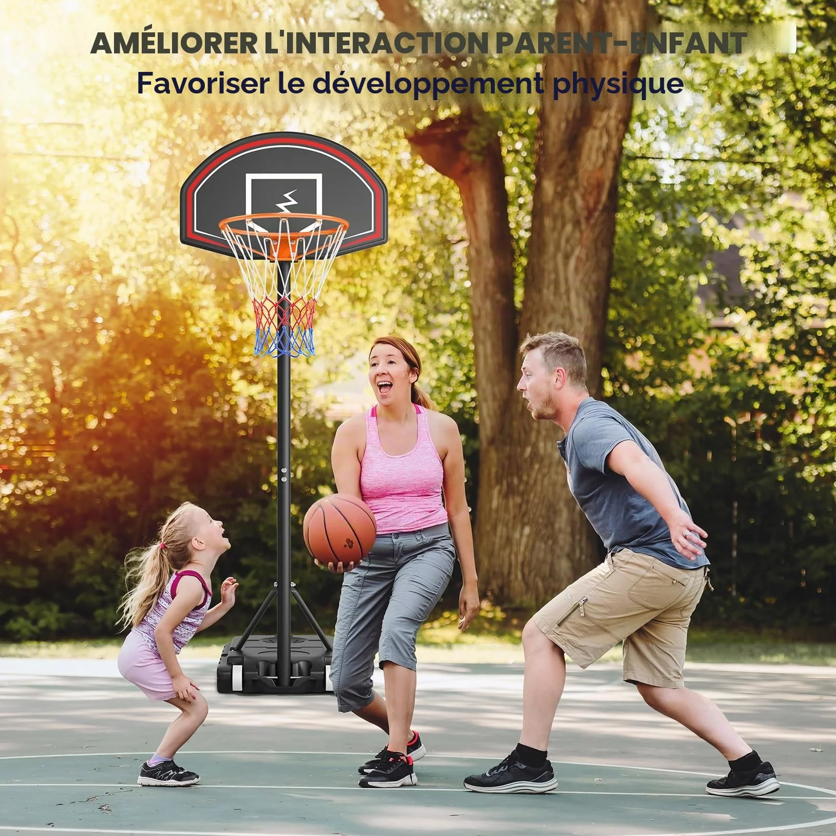 YOLEO Panier de basket extérieur pour enfants réglable 160-210 cm avec système Net System sur roues