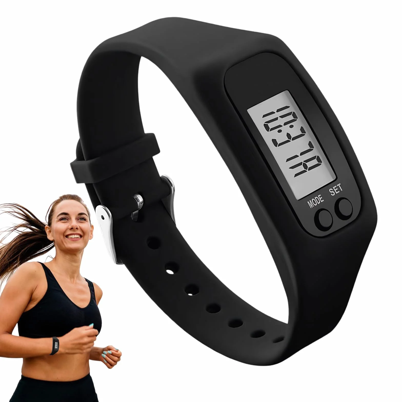 Podomètre Bracelet 3D Compteur de Pas sans Application Marche Fitness