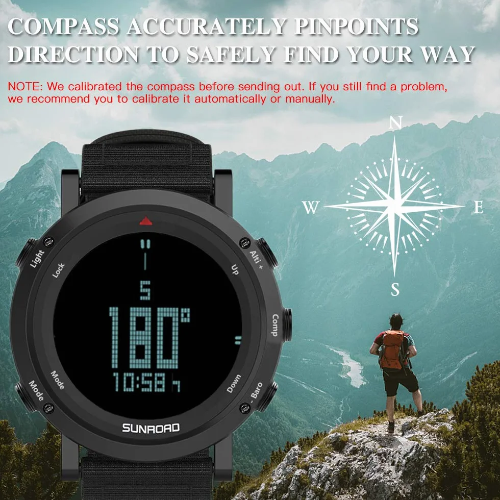 ERYUE Montre Multifonctionnelle Baromètre Altimètre Boussole Thermomètre Prévisions Météorologiques Résistant à l'Eau 50 Mètres Sports Plein Air