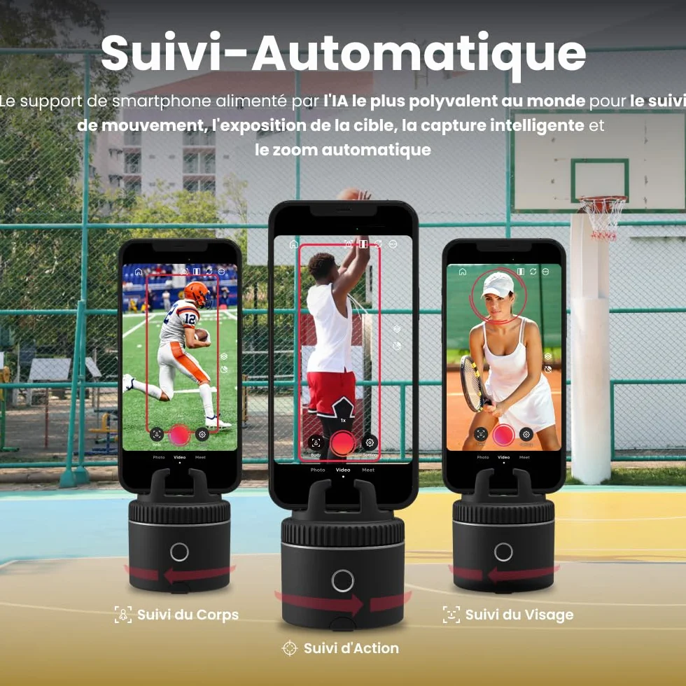 Pivo Équestre Pod Support de Téléphone Intelligent, Suivi Automatique des Chevaux, 6 Vitesses, Rotation 360°, Télécommande (Noir)