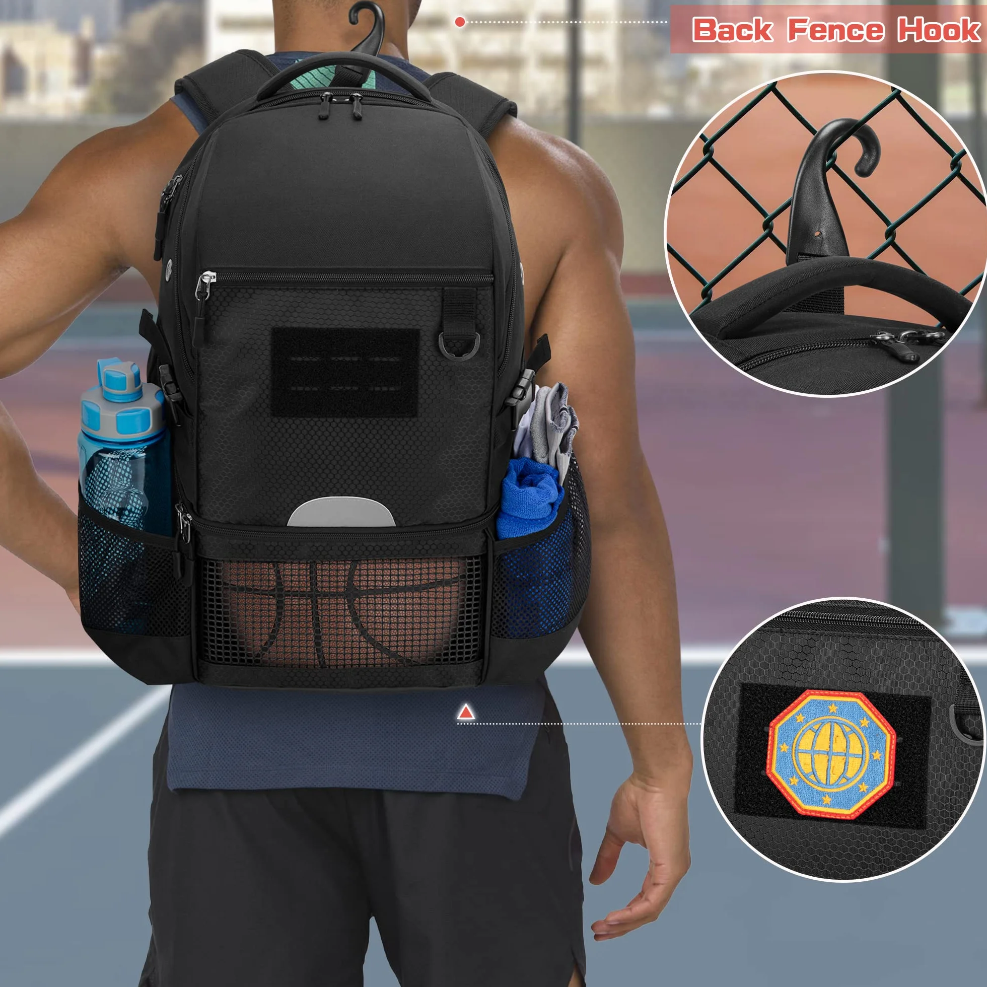 DSLEAF Sac à Dos de Basket-Ball pour Homme avec Compartiment pour Ballon et Chaussures