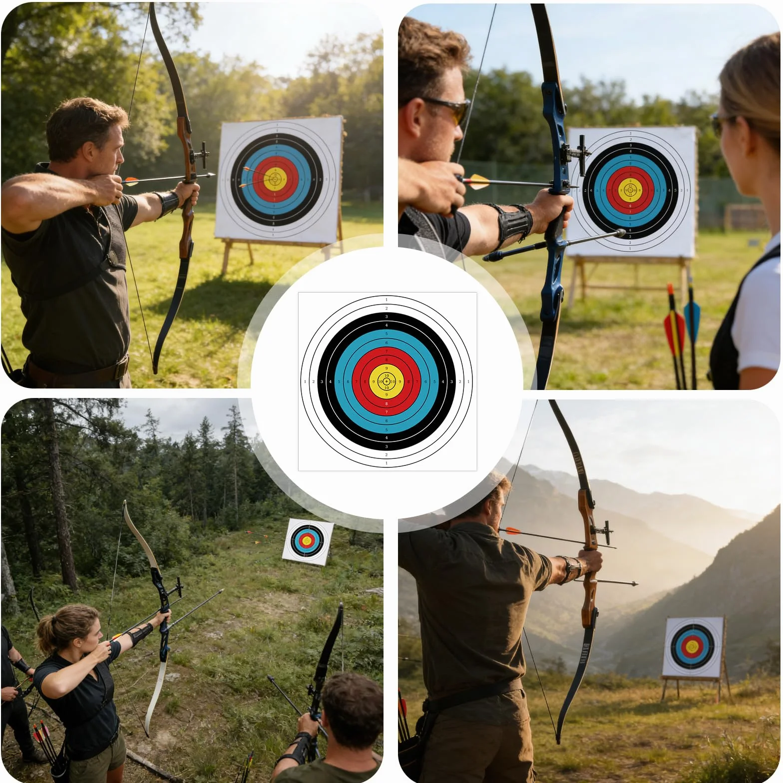 Archery Target Face Lot de 20 Disques 60×60 cm 10 Anneaux Papier d'Entraînement Tir à l'Arc