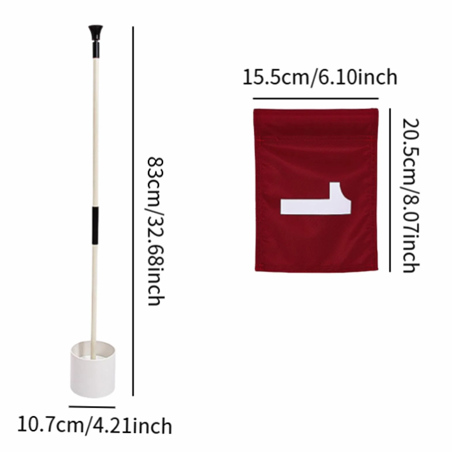 Lot de 4 Drapeaux de Golf, Ensemble de Tasses à Trous Portable avec Poteau