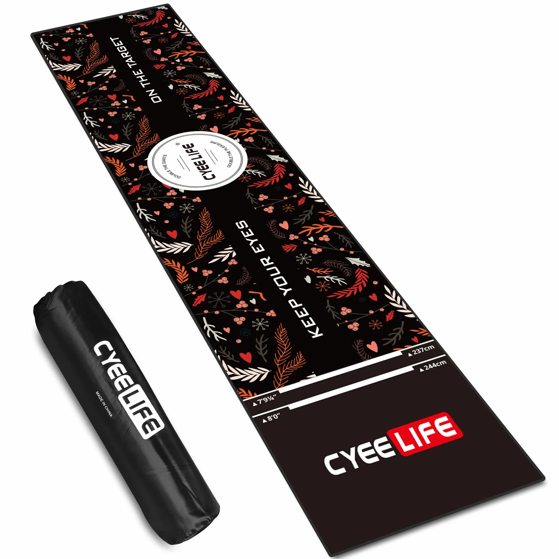 CyeeLife Tapis de Fléchettes avec Ligne de Lancer, Pointe Acier et Molle, Multi-Style