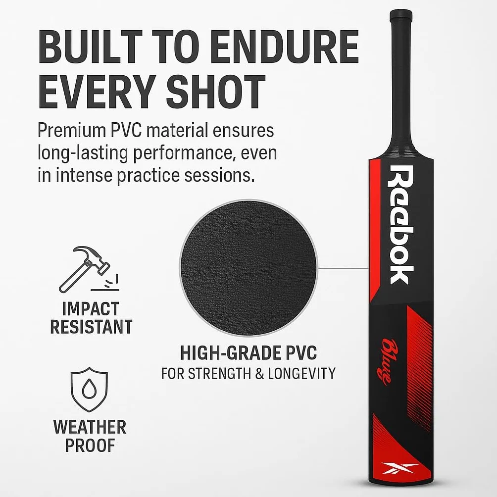 REEBOK Batte de cricket en plastique 86,4 x 11,4 cm PVC rouge 15 ans+