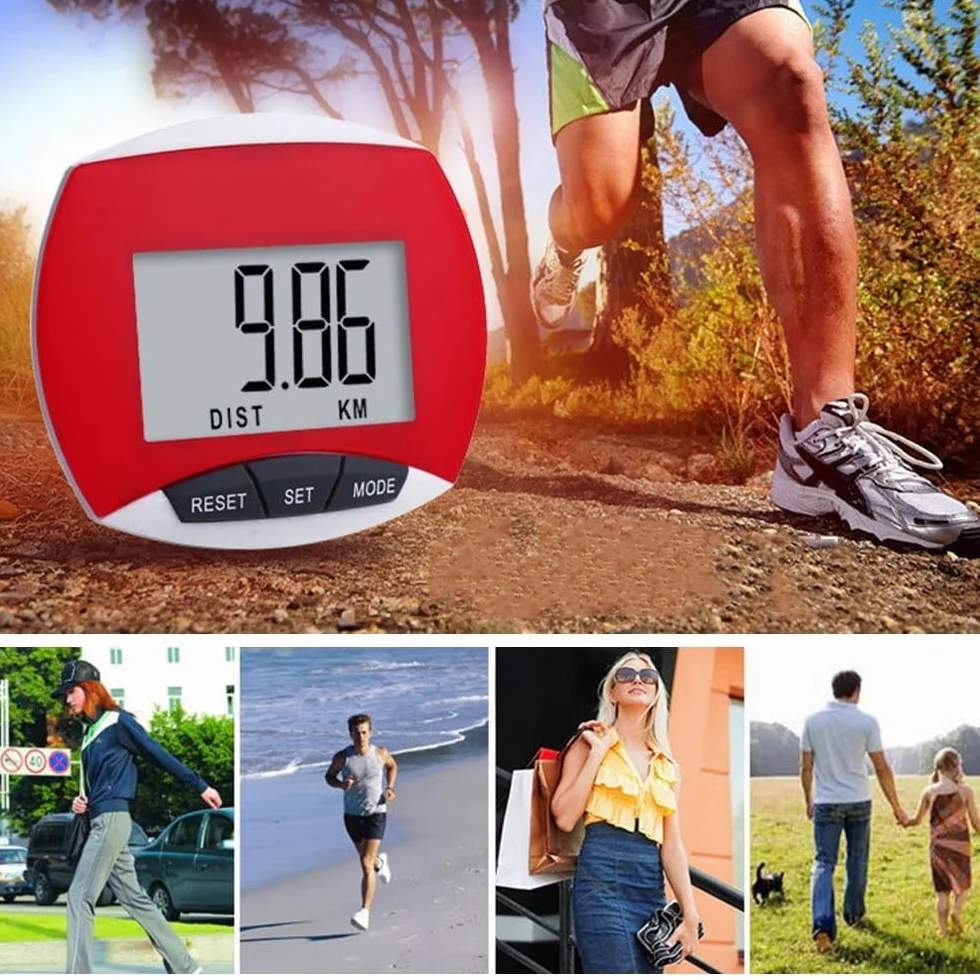 Podomètre 3D Numérique avec Moniteur Distance Marche Portable Compteur Calories Brûlées