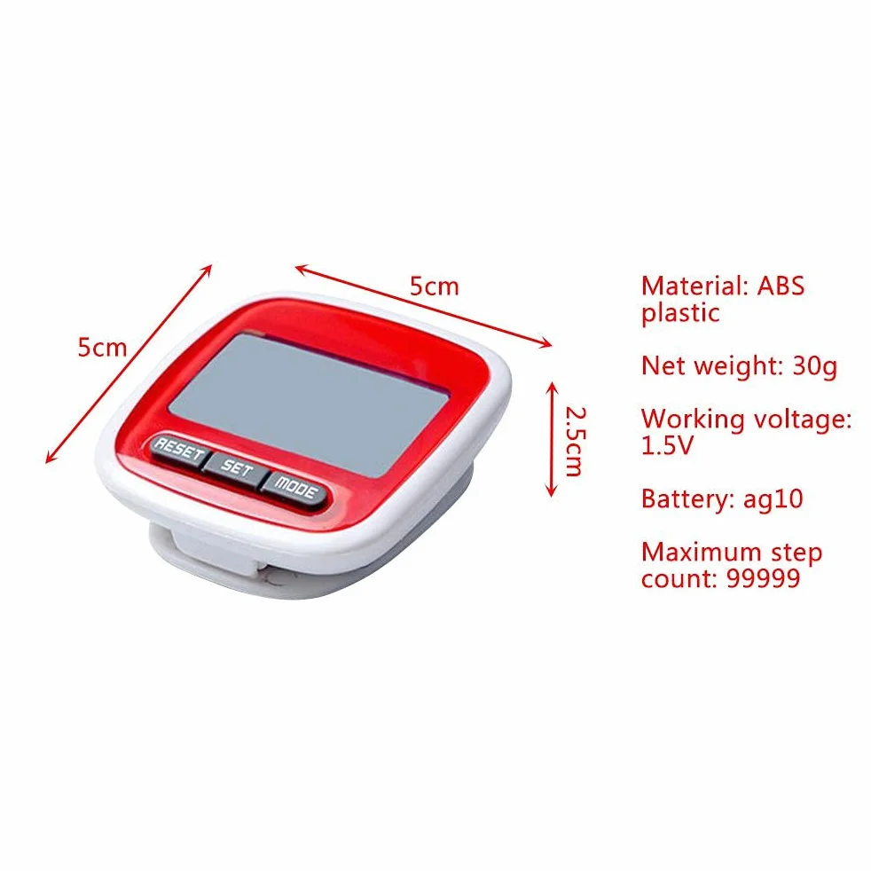 Podomètre de Marche Compteur de Pas Capteur 3D Distance Calorique Réglage du Poids Course à Pied Fitness Randonnée