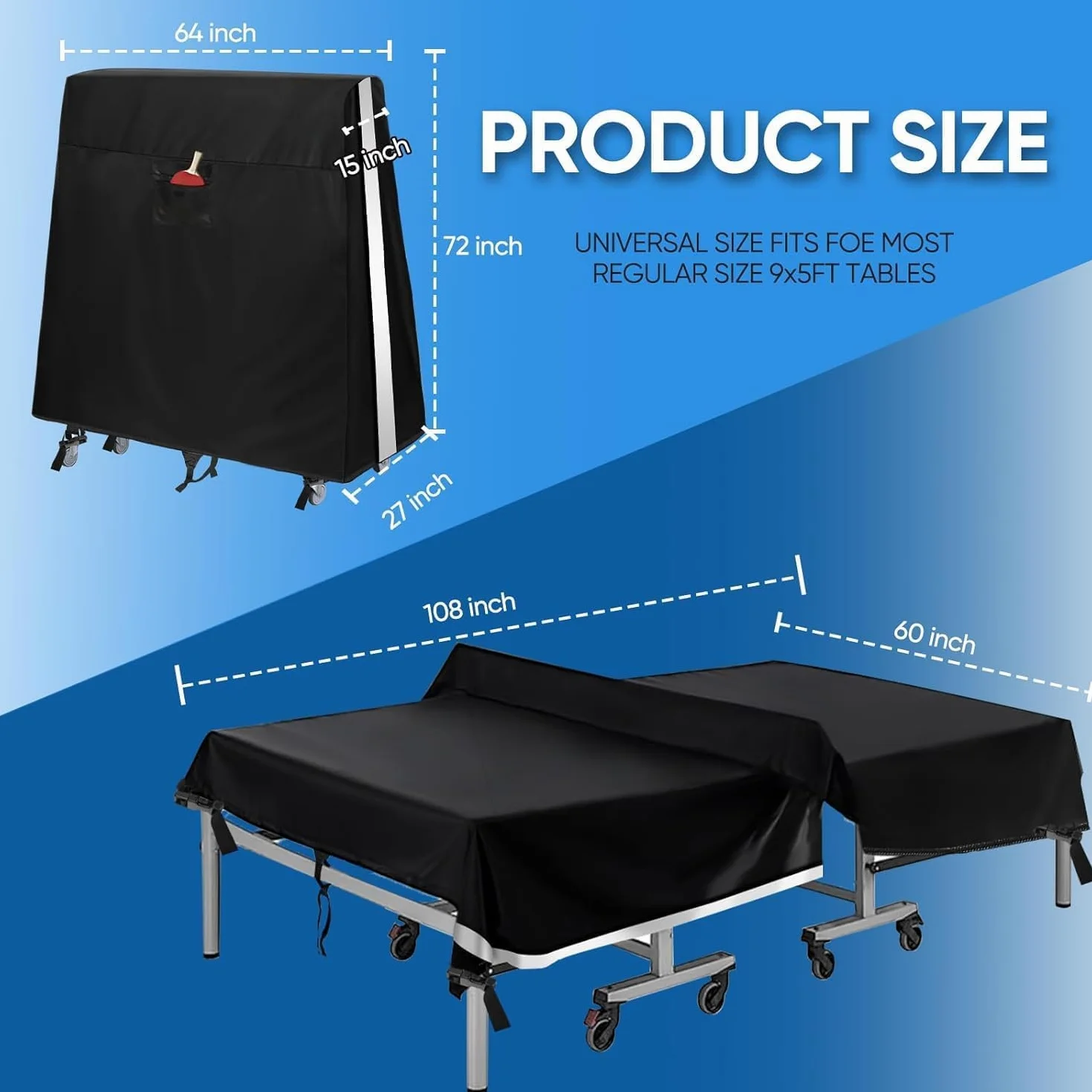 NEVERLAND Housse de Table de Ping-Pong Imperméable 165x70x185 cm Protection Extérieur Intérieur