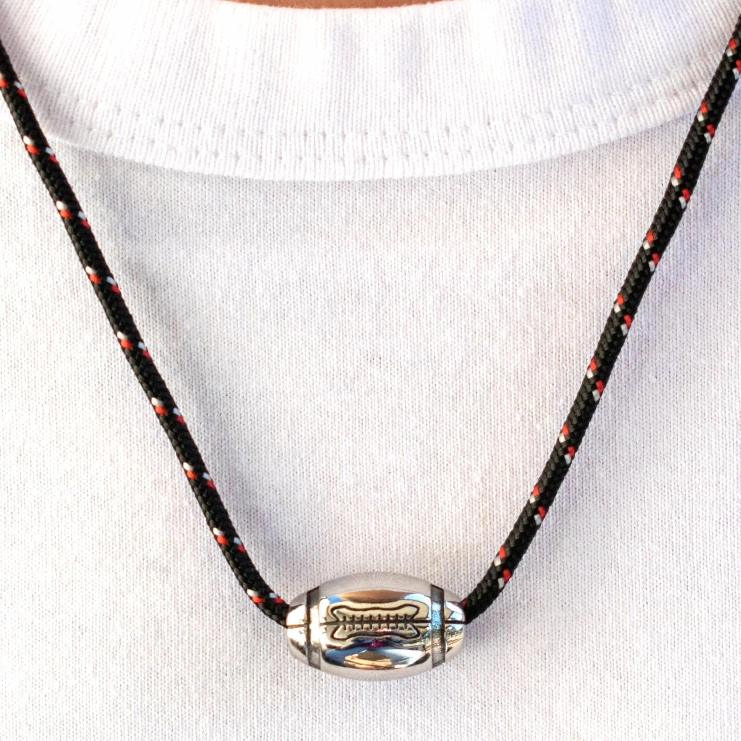 Collier Rugby acier inoxydable pendentif ballon de rugby homme argent réglable