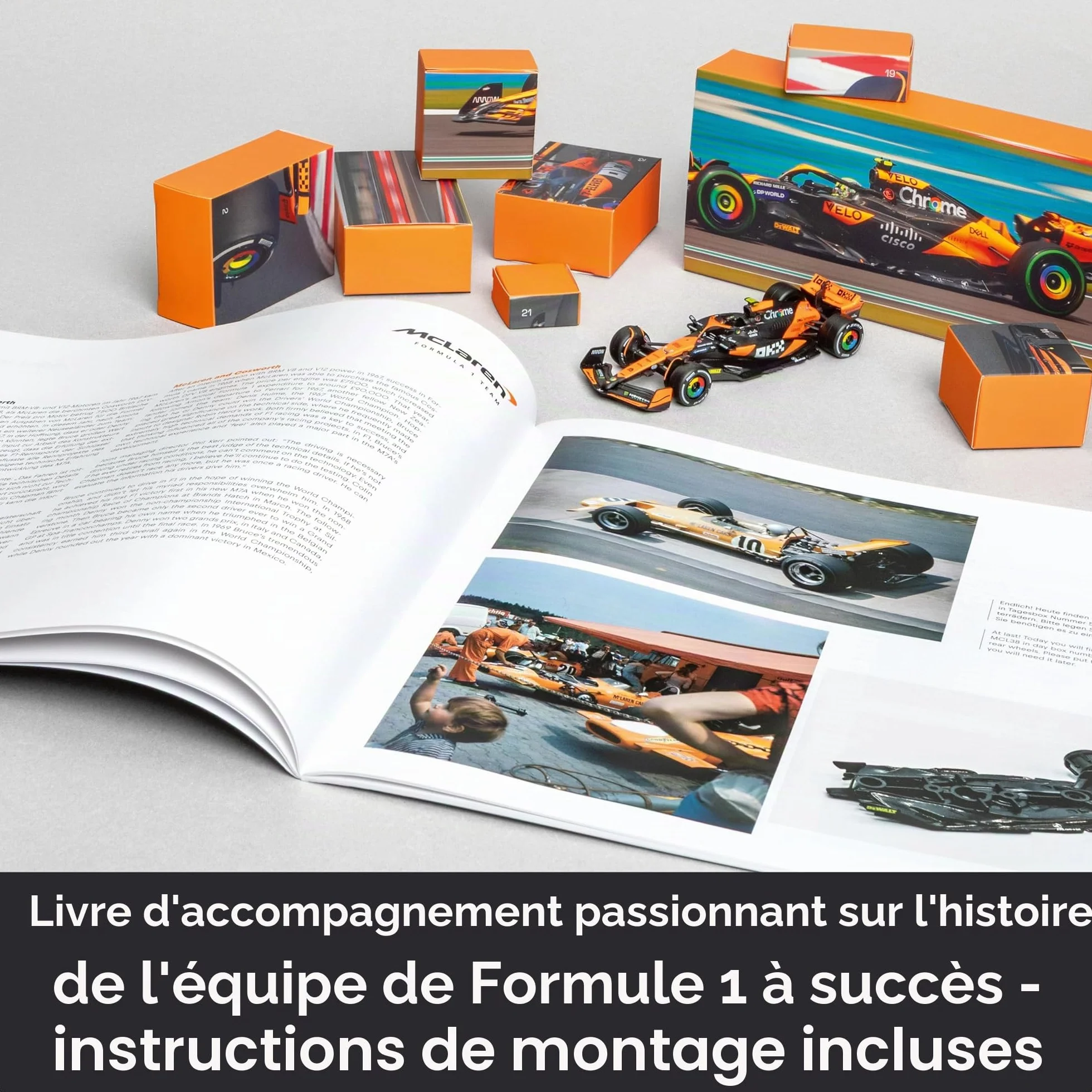 FRANZIS McLaren Racing Calendrier de l'Avent 2025 1:43 avec module sonore et livre 52 pages