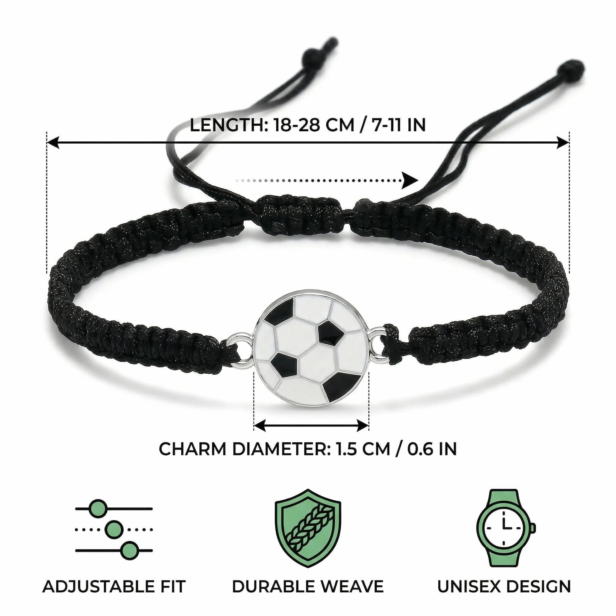 Bracelet Football Enfant Adulte Tressé Réglable Garçon Fille Cadeau Anniversaire Foot Accessoire Supporter