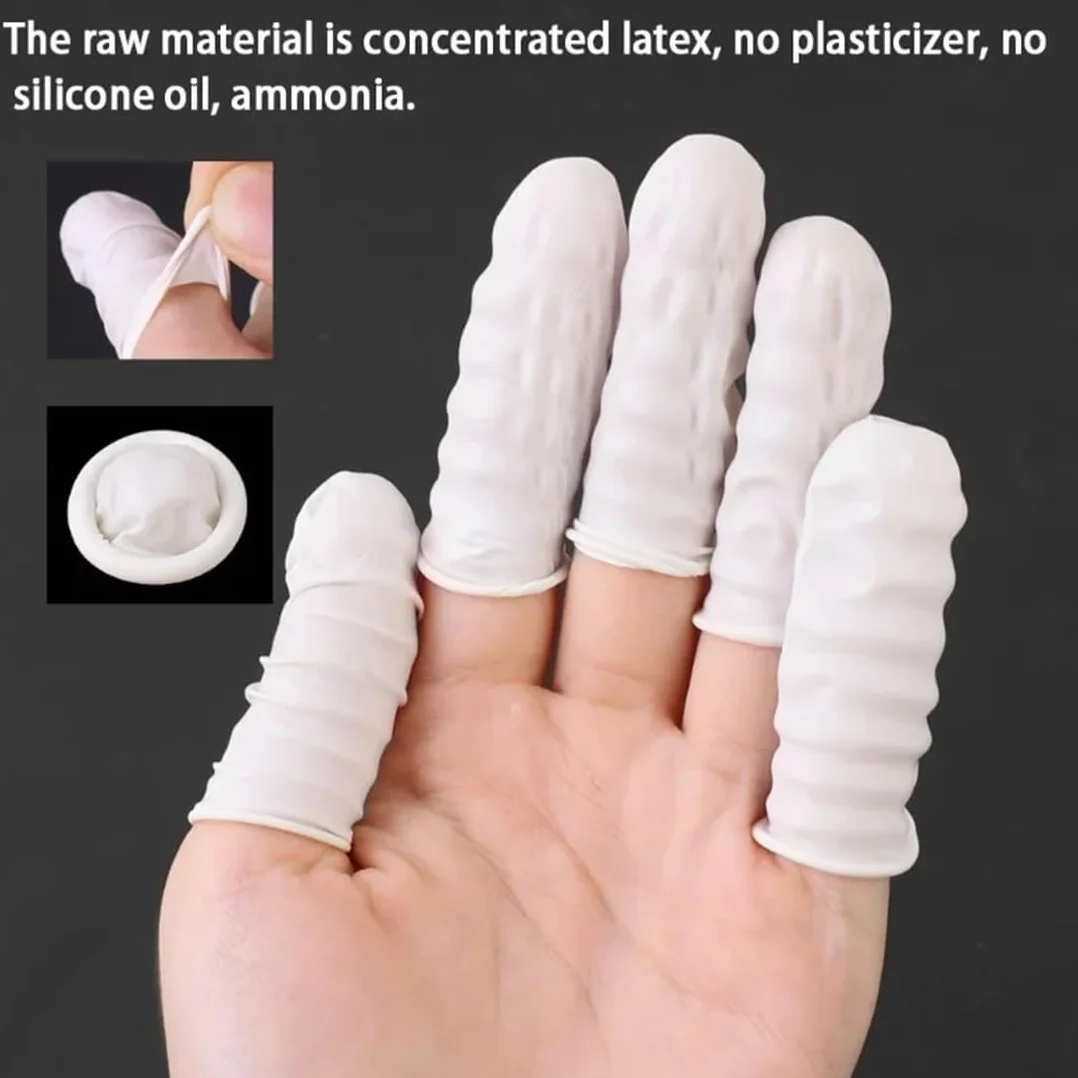 Doigtiers en Latex 100pcs, Doigts de Protection Imperméables pour Tatouage