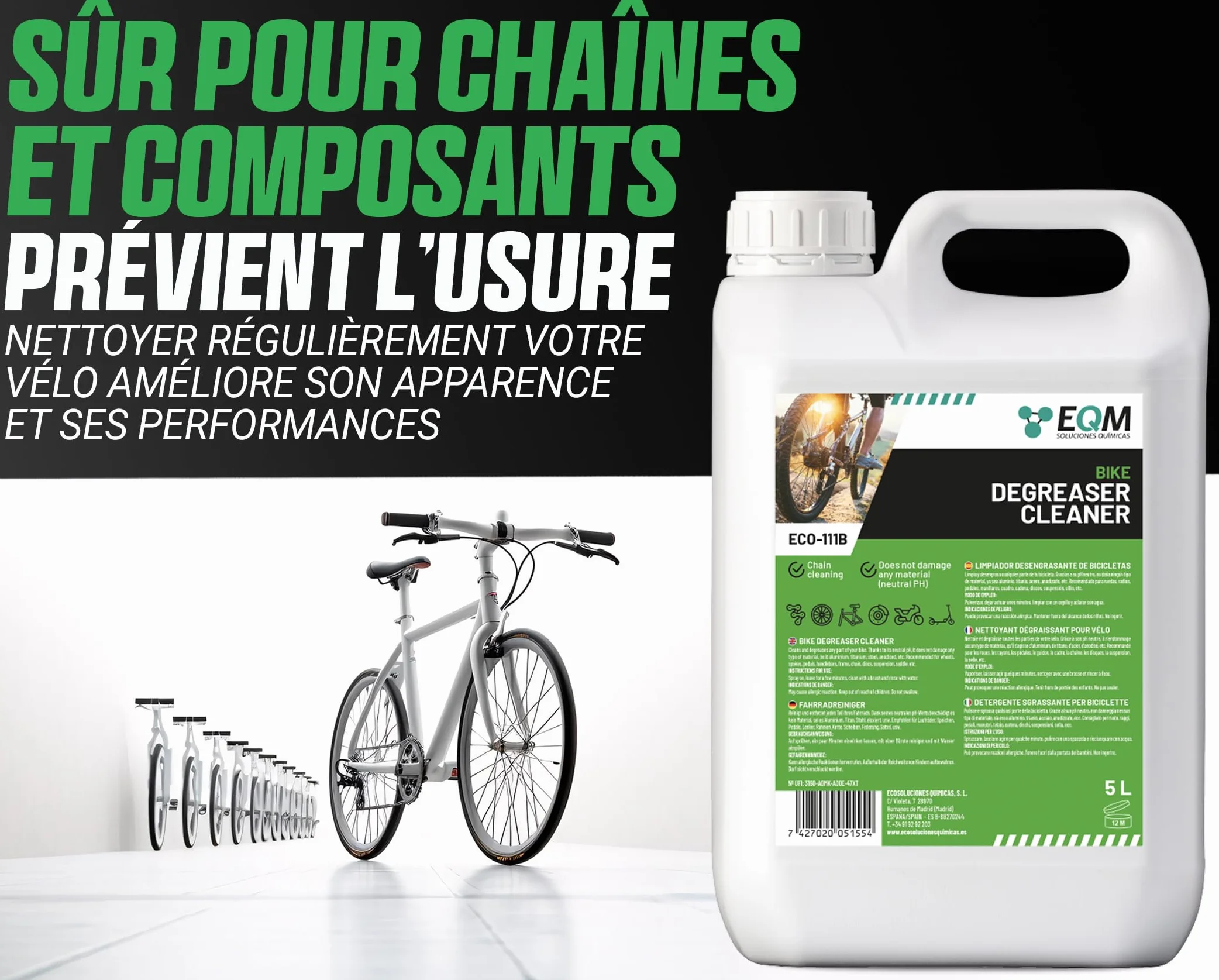 EQM ECO-111B Dégraissant pour Vélo 5L pH Neutre