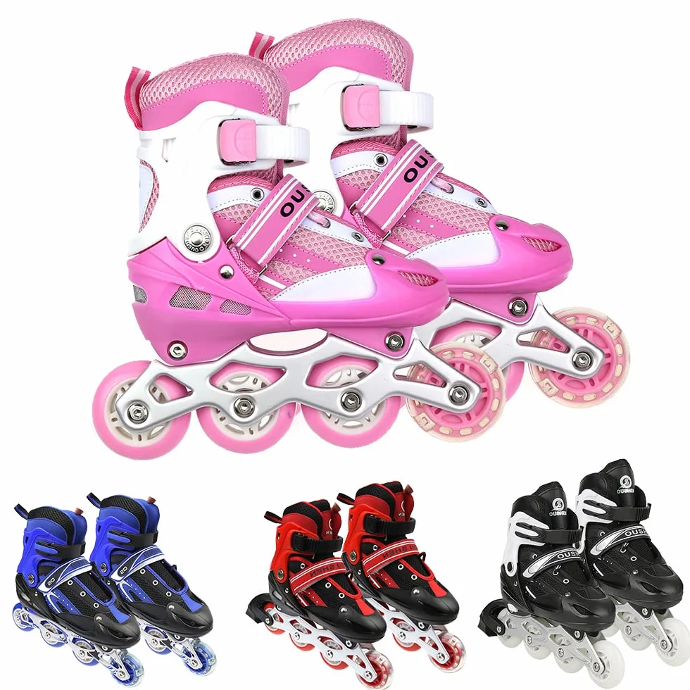 Patins à roulettes réglables Enfant Fille 3-9 Ans Lumières Débutants