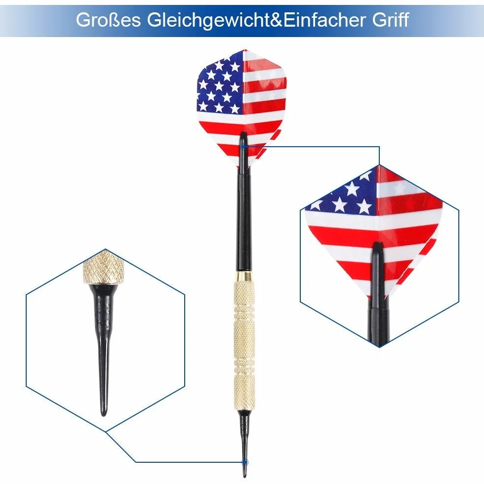 Sinwind Flechette Pointe Plastique, 12 Flechettes Set avec Ailettes et Pointes pour Cible Electronique