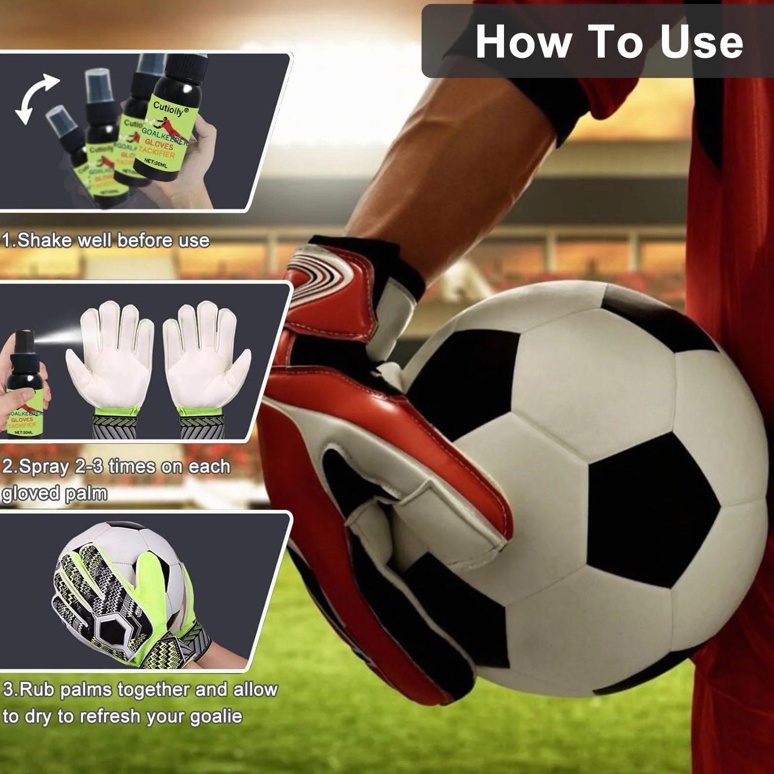 Colle pour gants de gardien de but, Spray adhérence supplémentaire football