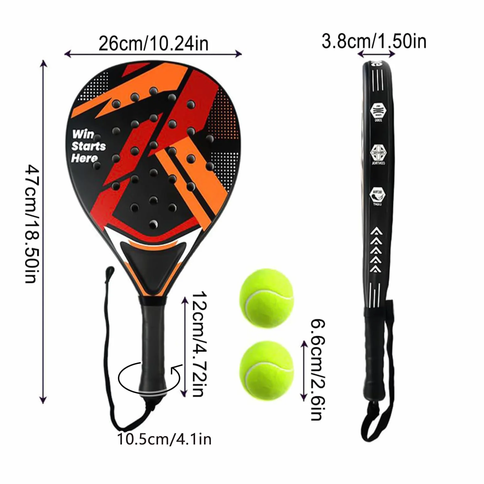 Raquettes de Padel Lot de 2 pour Débutants Femmes Noir Rouge Cadre ABS Noyau Mousse EVA Contrôle Facile