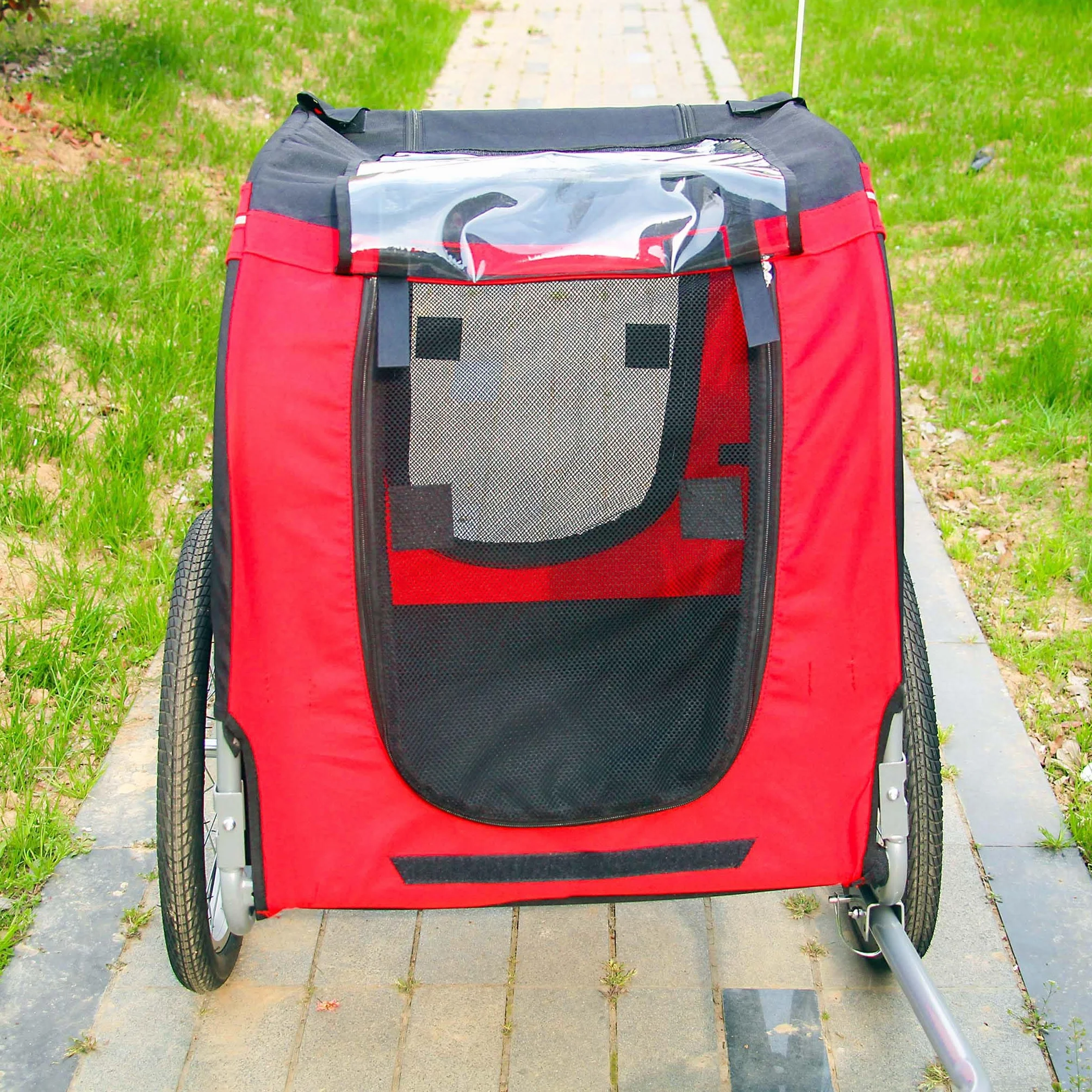 Wiltec Remorque de vélo pour Chien 2200x700x780 mm Capacité 40 kg Poussette à attelage Embrayage Rotatif de sécurité Moustiquaire Tissu Anti-Pluie