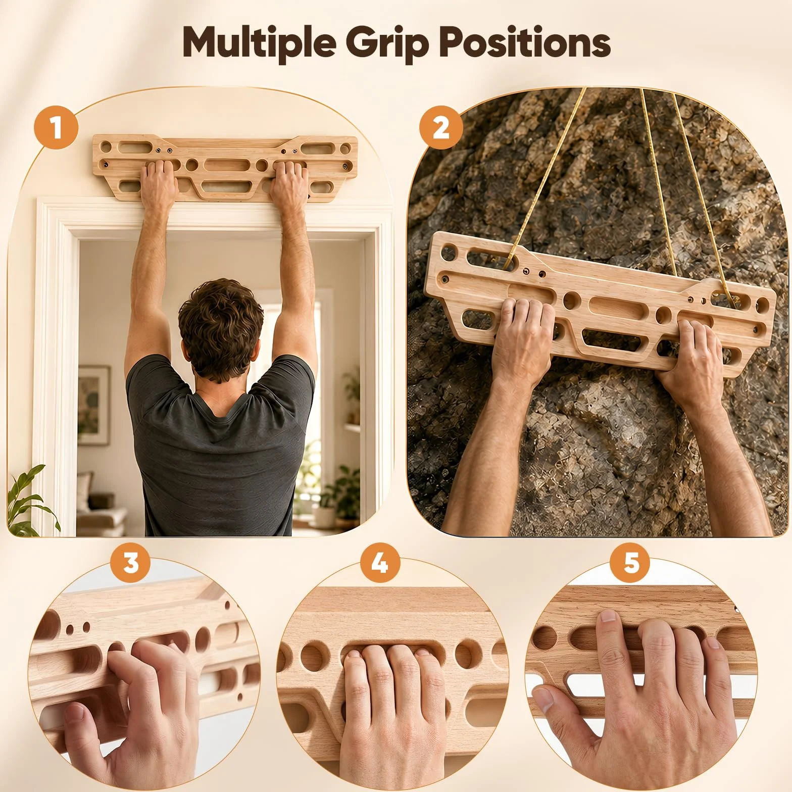 Planche d'escalade en bois avec vis, entraînement pour la maison, amélioration force des doigts et préhension