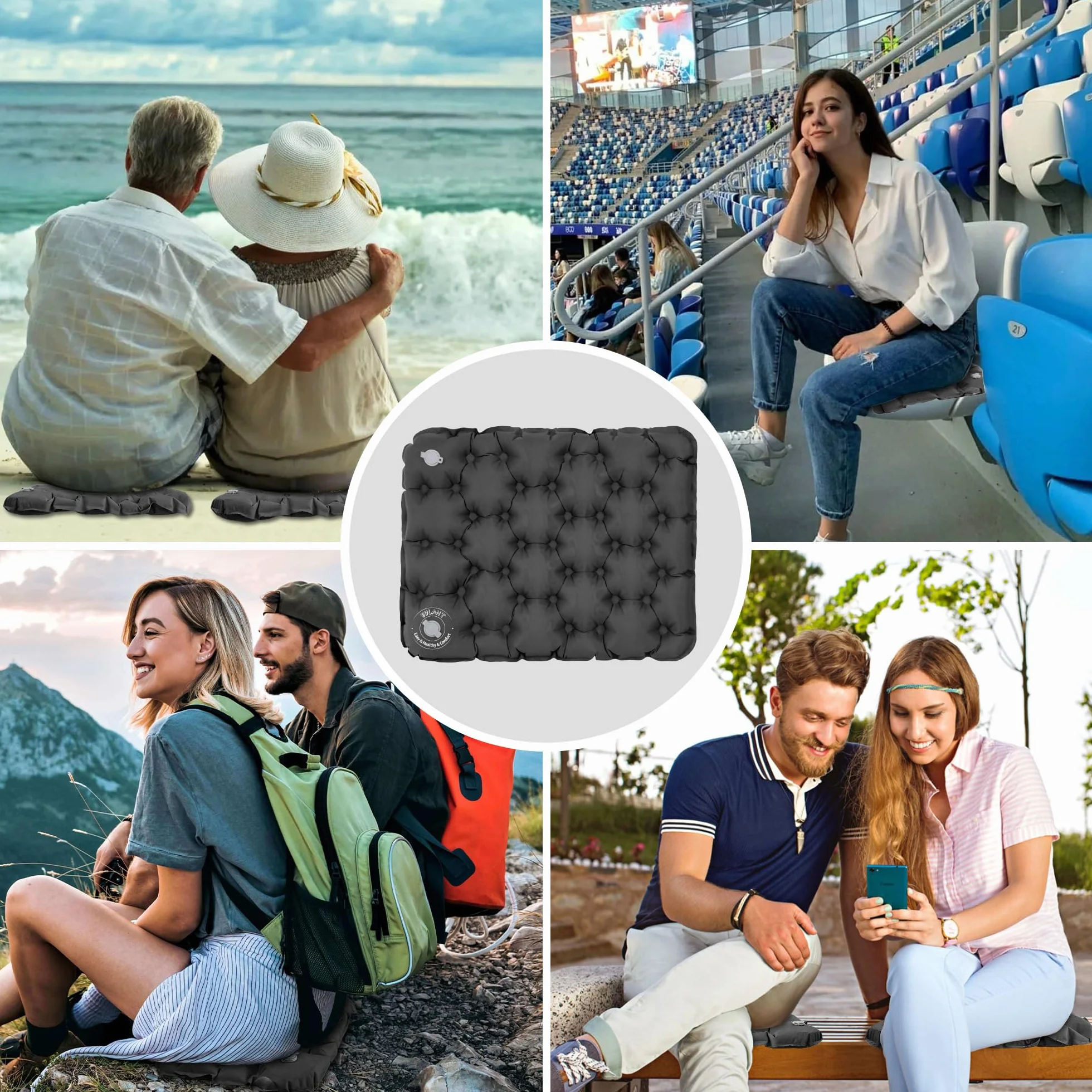 EULANT Coussin de Voyage Gonflable Imperméable, Pliable pour Camping Avion Voiture Stade