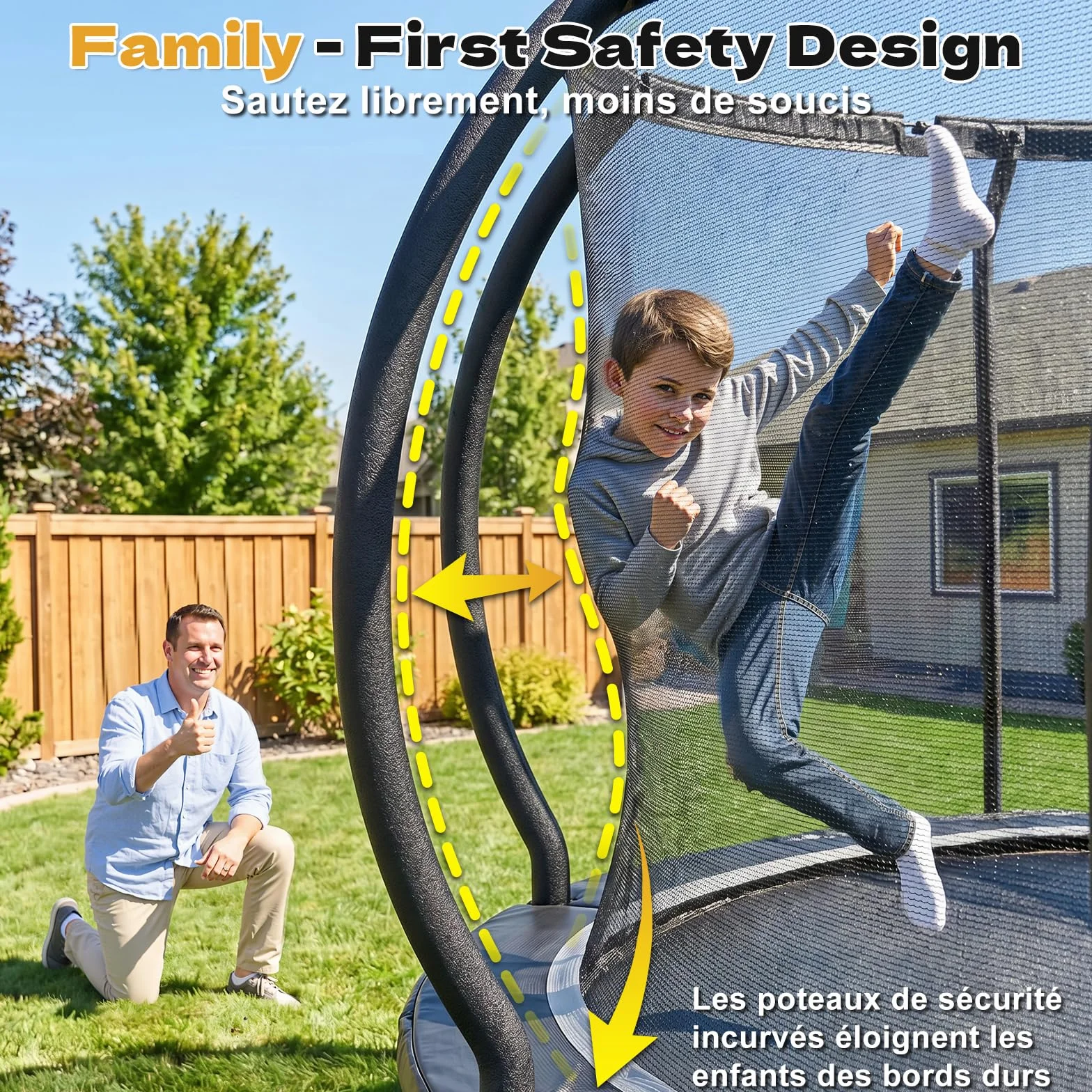 JUMMICO Trampoline d'extérieur Ø 366 cm avec Filet de sécurité certifié GS pour Enfants, capacité 150kg