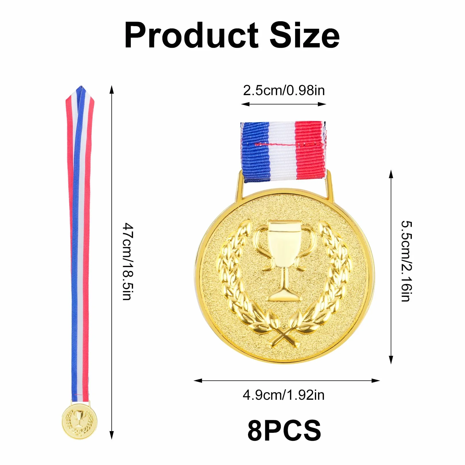 Médailles Enfant Personnalisables Or pour Récompenses Sport École Fêtes 8 Pièces