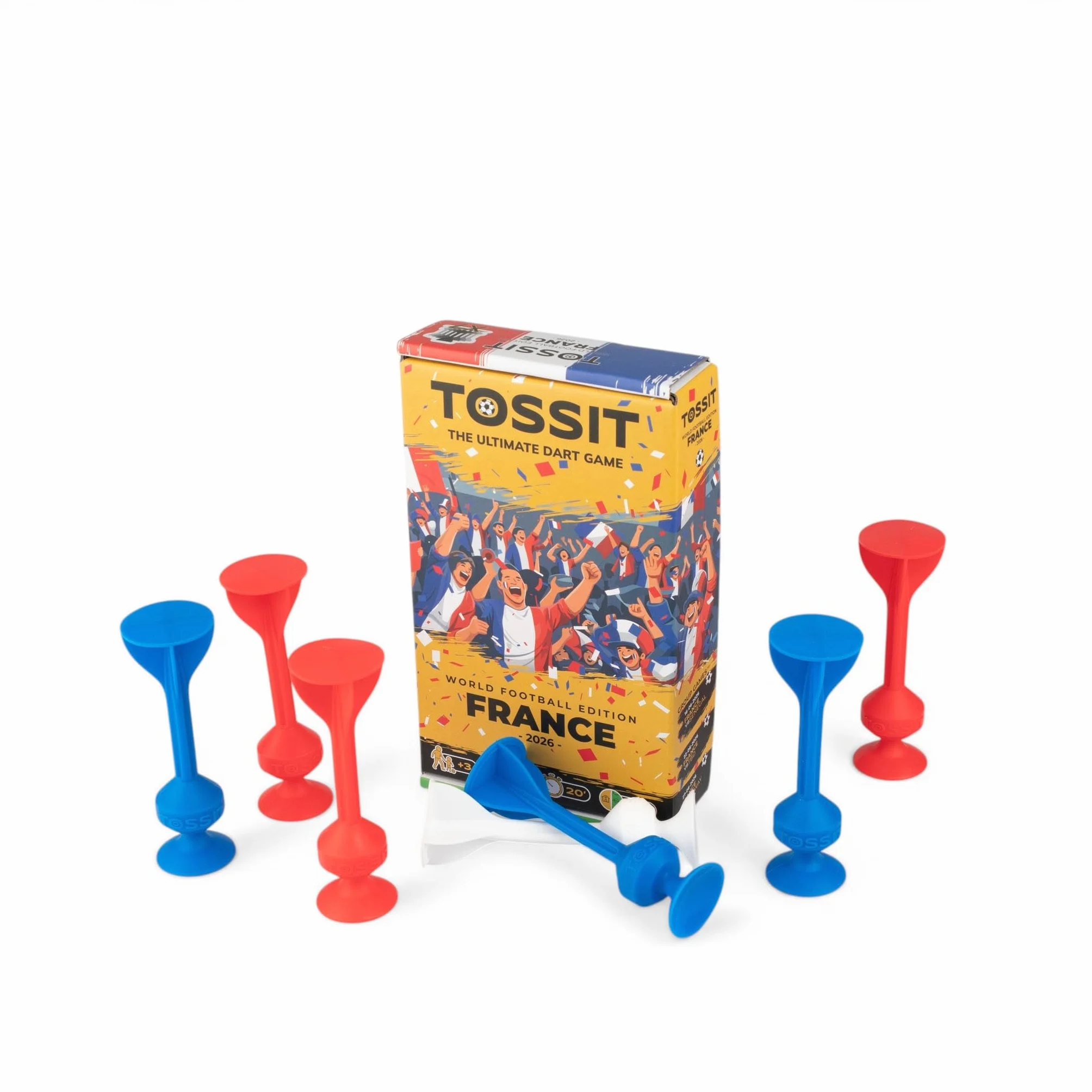 TOSSIT Jeu Fléchette Ventouse Pétanque Intérieur Extérieur Sol Mur Silicone Puissant Durable World Football Edition