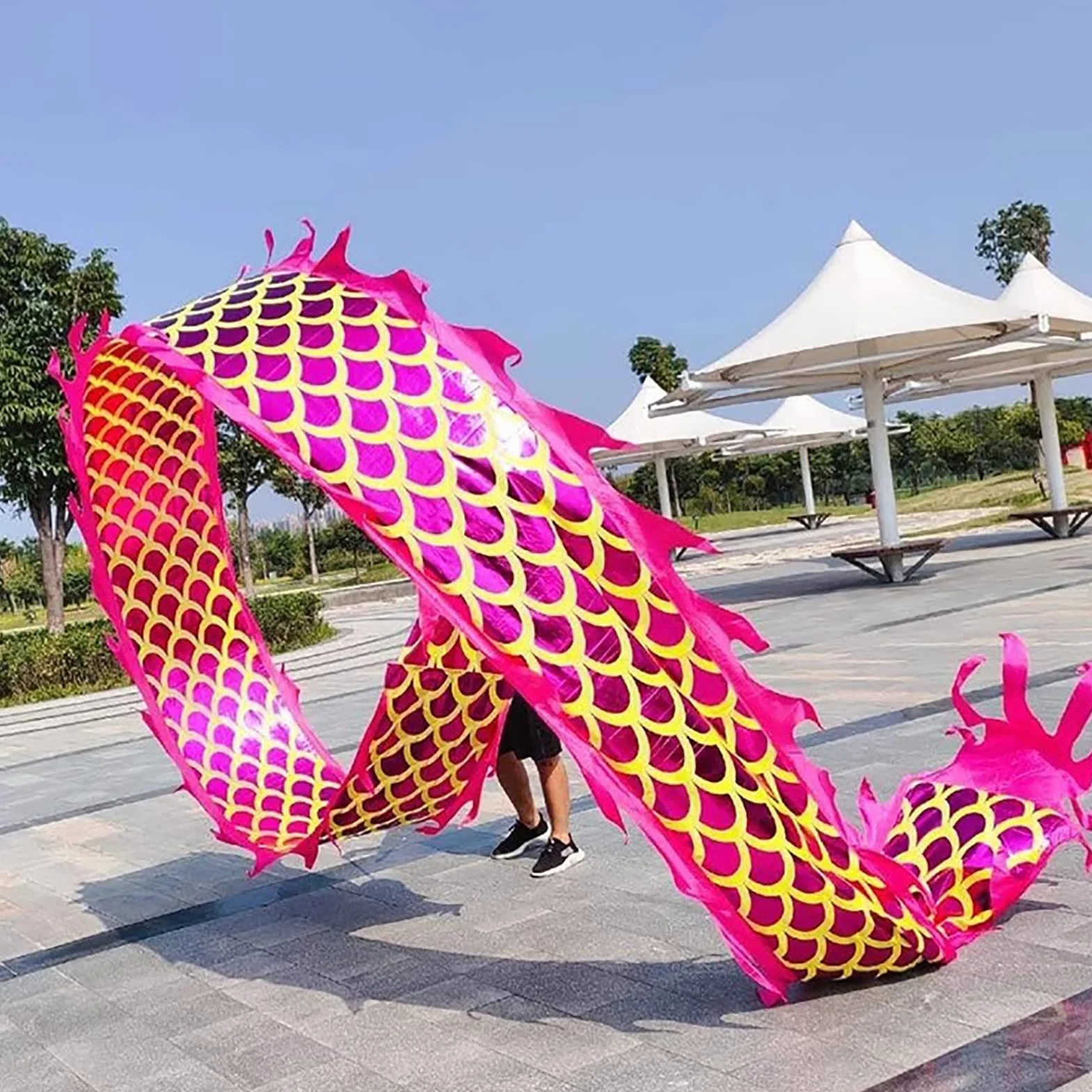 Ruban de danse du dragon chinois Poi, banderole de sport fitness extérieur, jeu léger rythmique 10 m