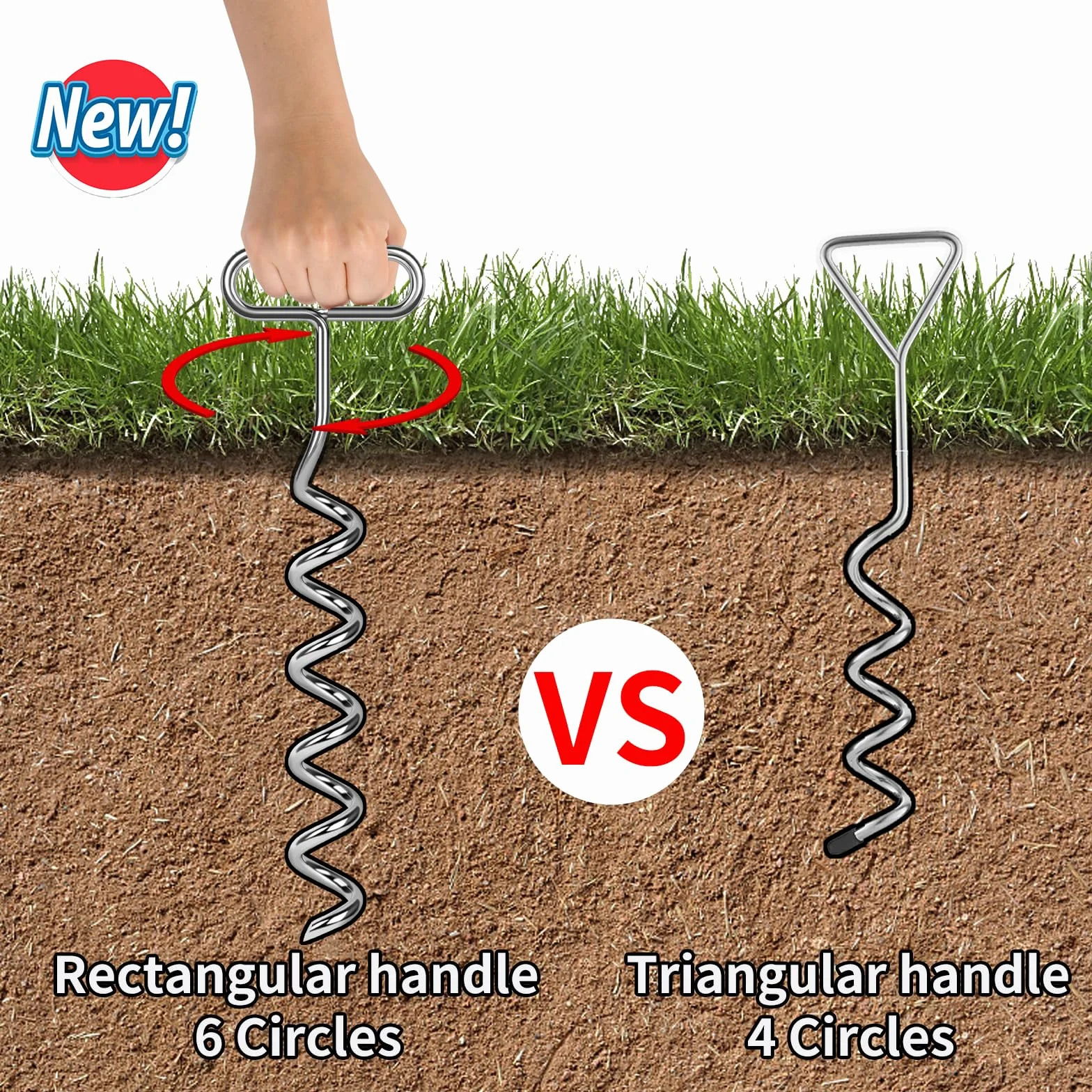 Kit d'ancrage au Sol 4 pièces pour Trampoline, Chevilles en Spirale Acier