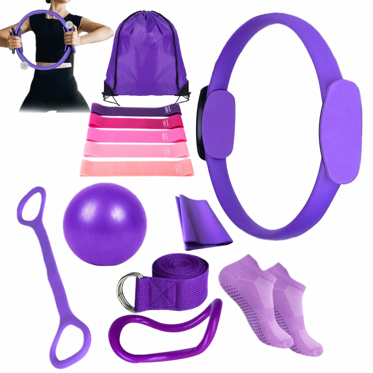 Better Me Kit Pilates Complet 14 Pièces Maison Accessoires Yoga Fitness Femme