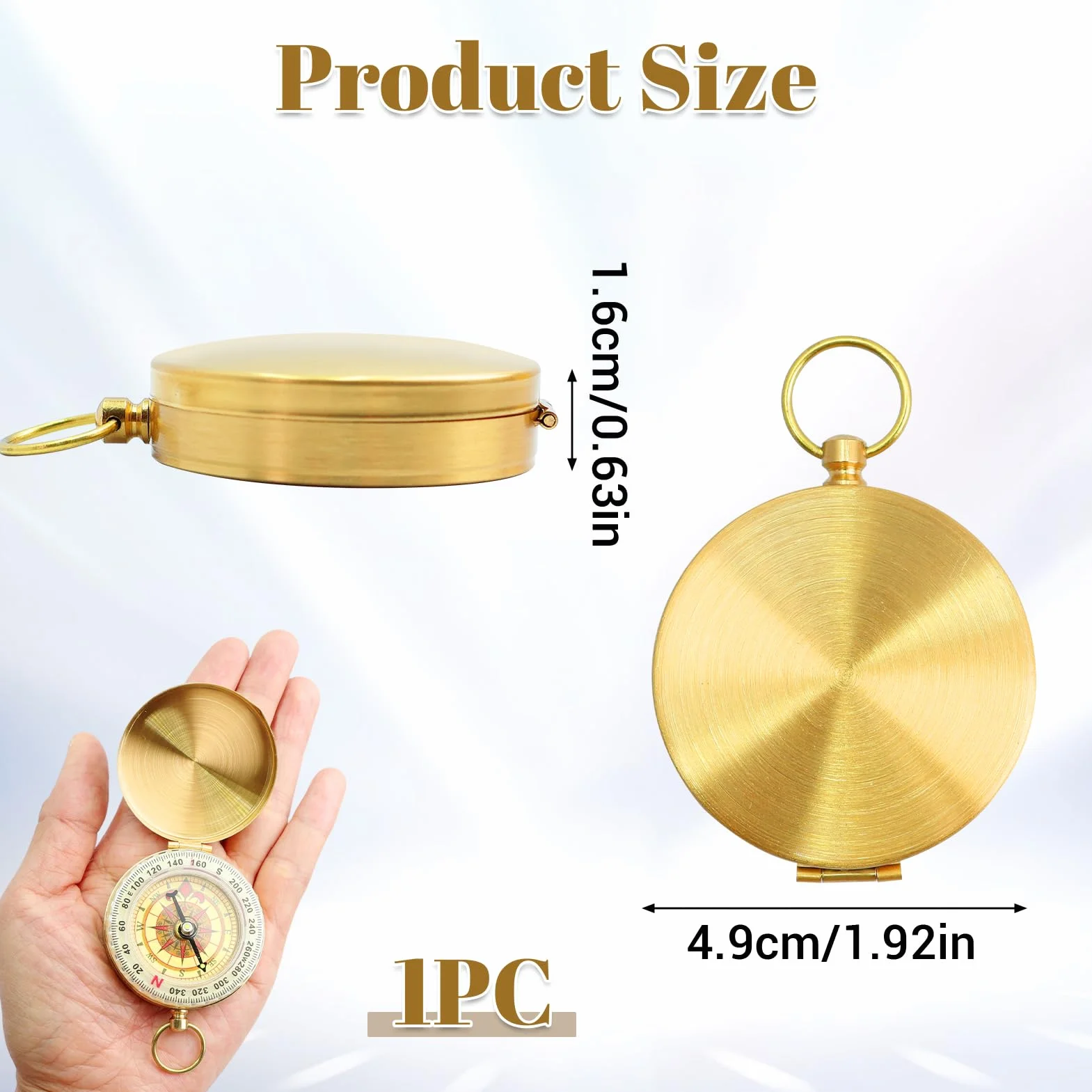 Boussole Vintage en Laiton, Boussole de Poche Étanche avec Lumière pour Randonnée Camping Navigation