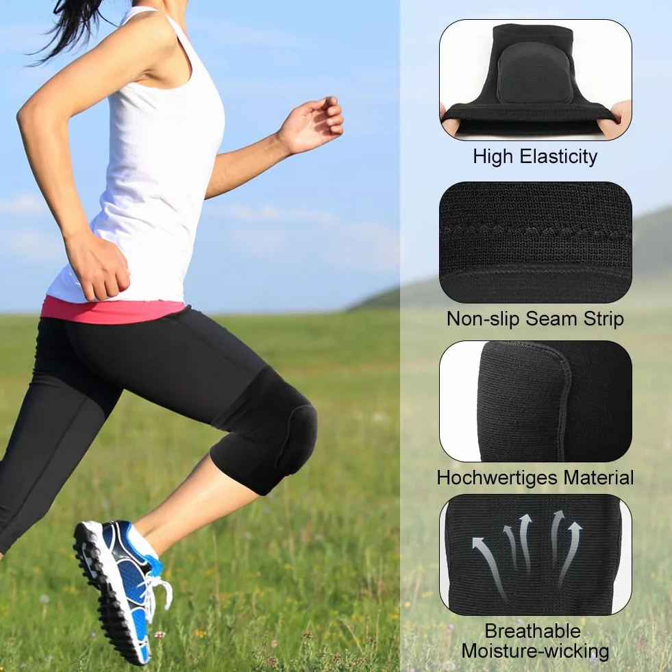 Flintronic Genouillères de Protection Sport, Épais Antidérapant pour Danse Volleyball Yoga Football, M