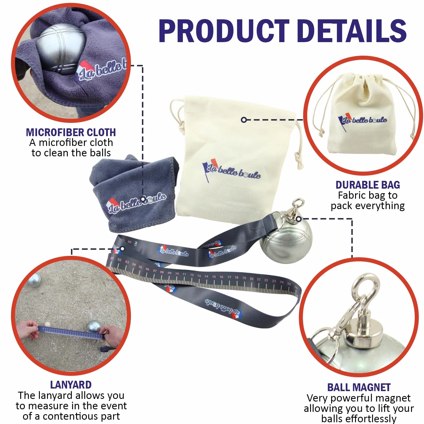 Kit Ramasse Boule De Pétanque Magnétique avec Chiffon Microfibre - Aimant Néodyme Ultra Puissant