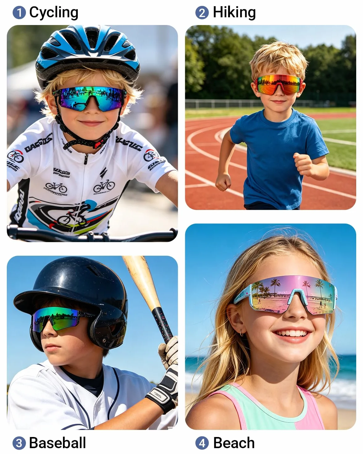 Lunettes de Cyclisme Enfant UV900 Polarisées 5 Pièces