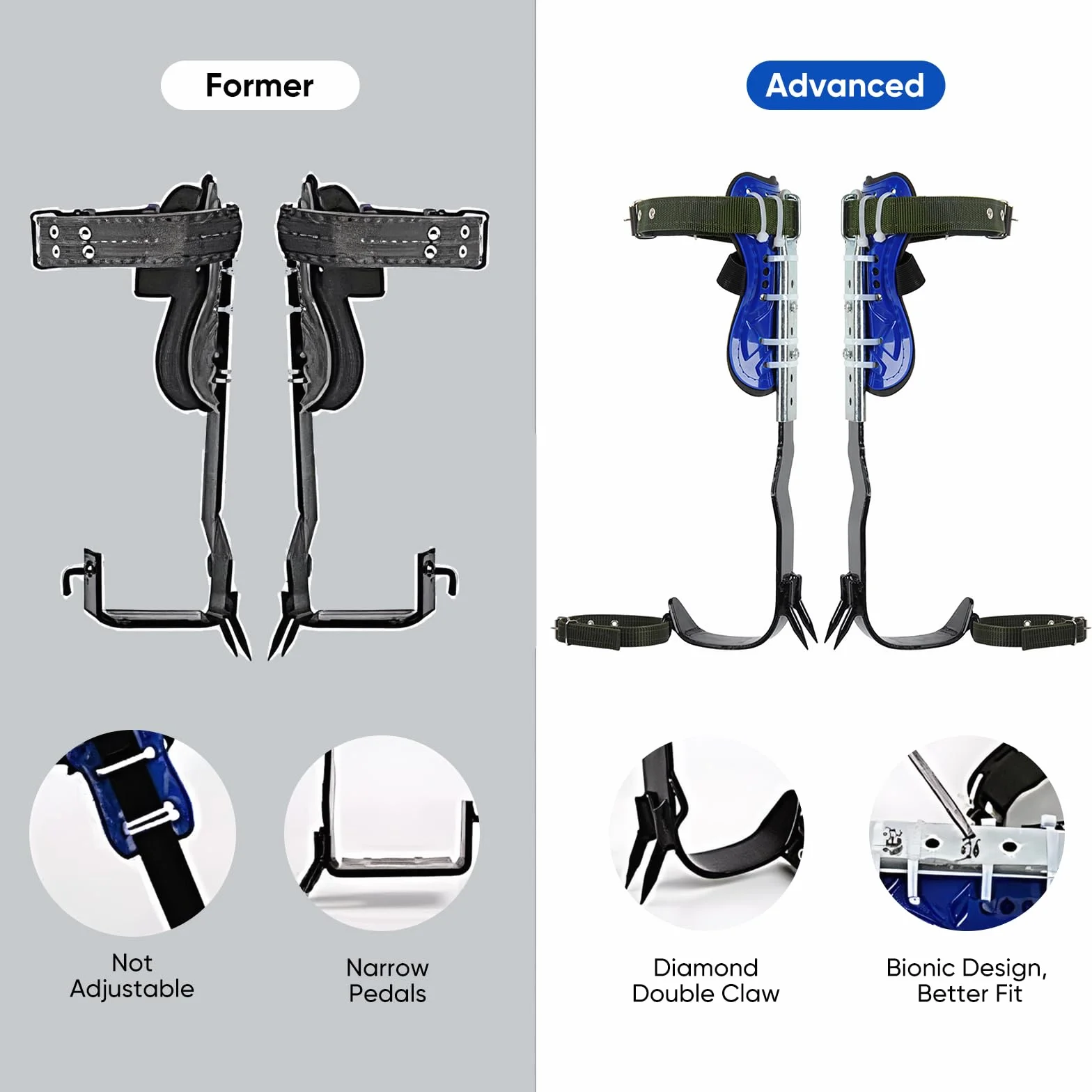 Ensemble de crampons d'escalade avec harnais de sécurité 150 kg pour arboriculteurs sauvetage