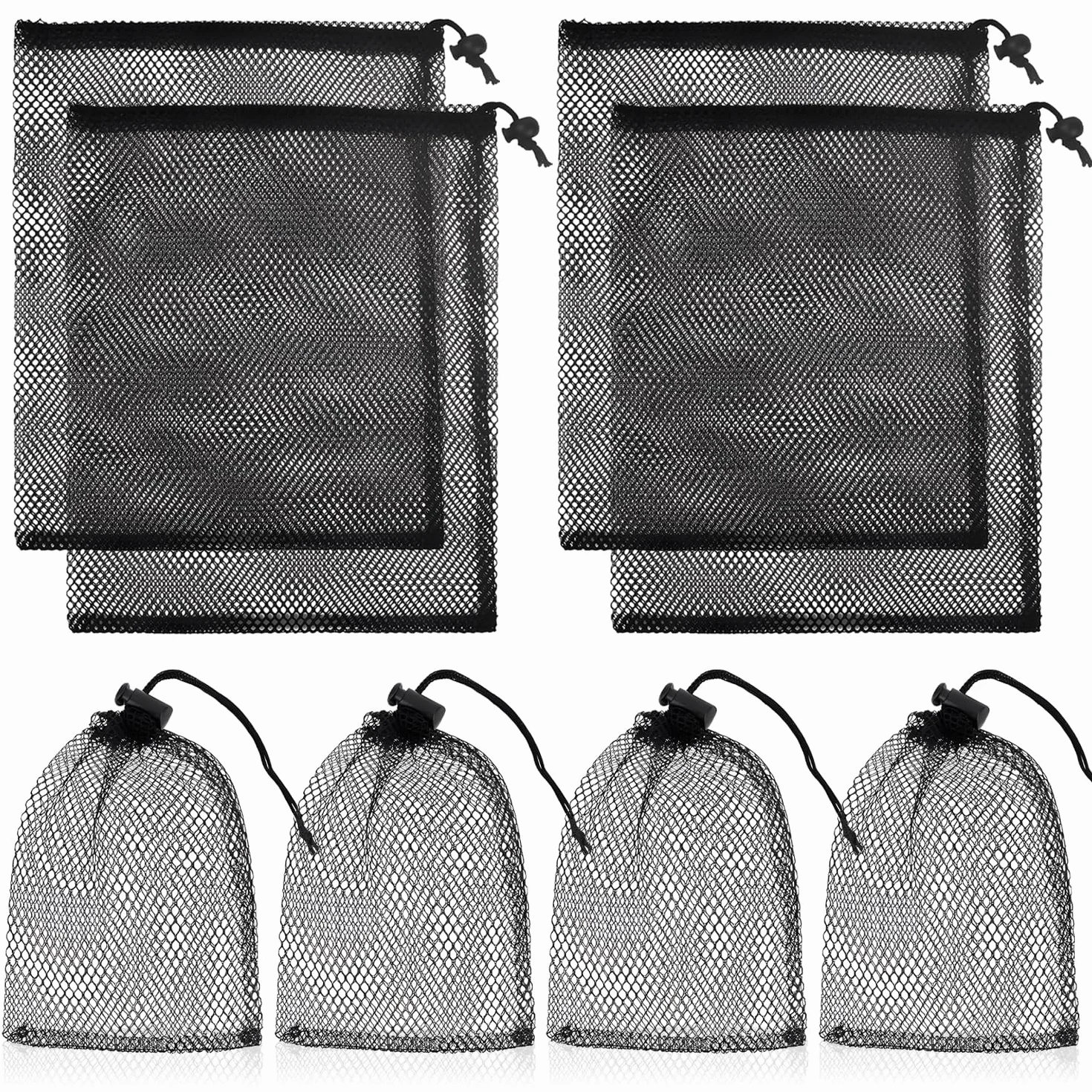 Sac à cordon en maille noire en nylon pour piscine et plage
