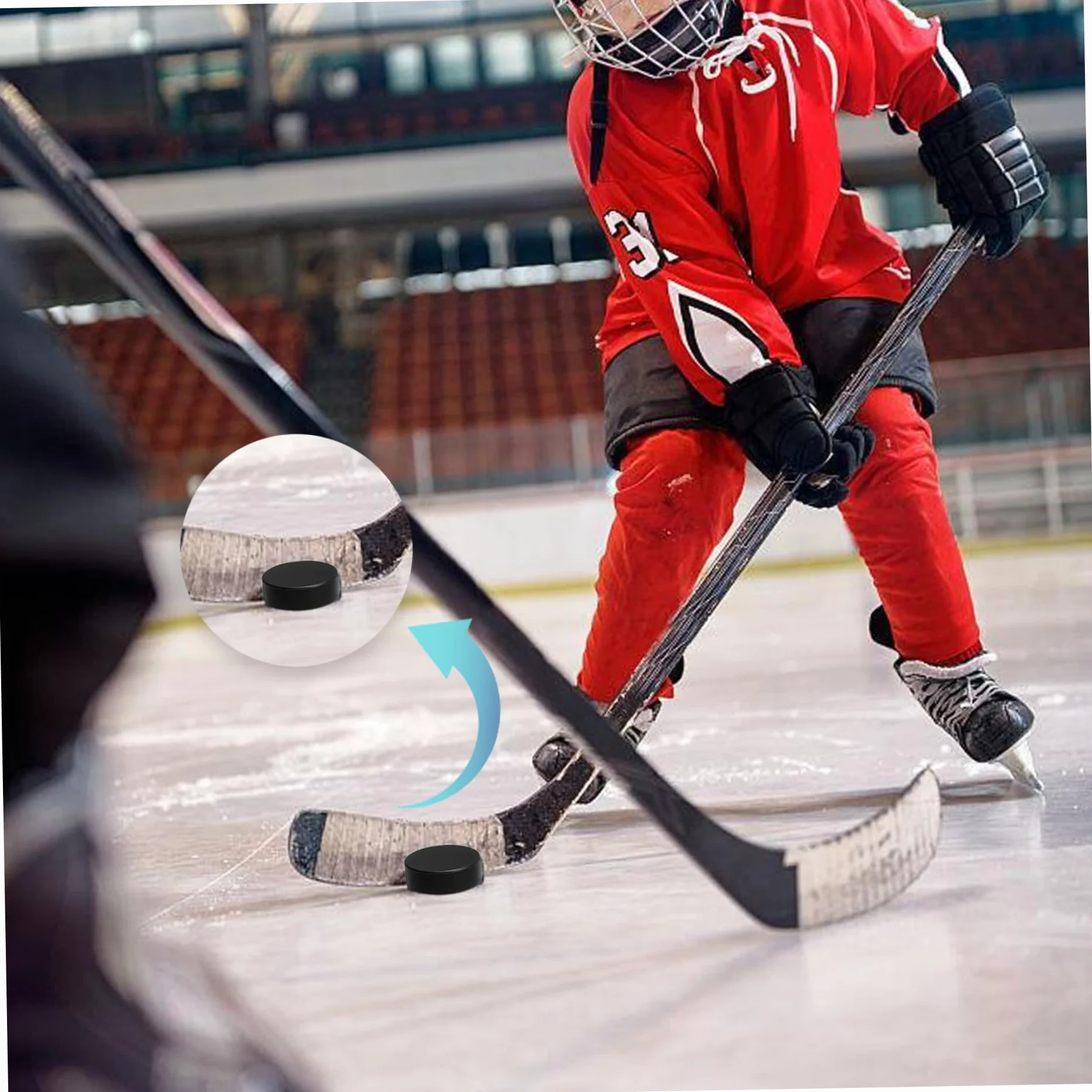 NIDONE Foam Ice Hockey Pucks 4pcs Hockey de Glace Résistant aux Usures Léger Entraînement Intérieur