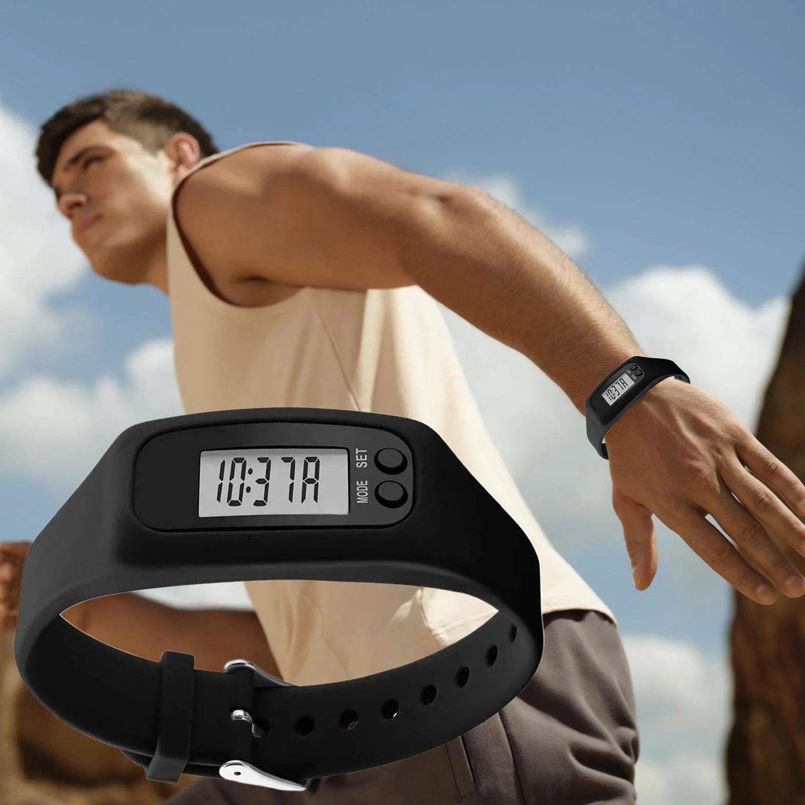 Montre Podomètre Grand Écran Traqueur d'Activité Physique pour Hommes Femmes Seniors Marche Jogging Randonnée