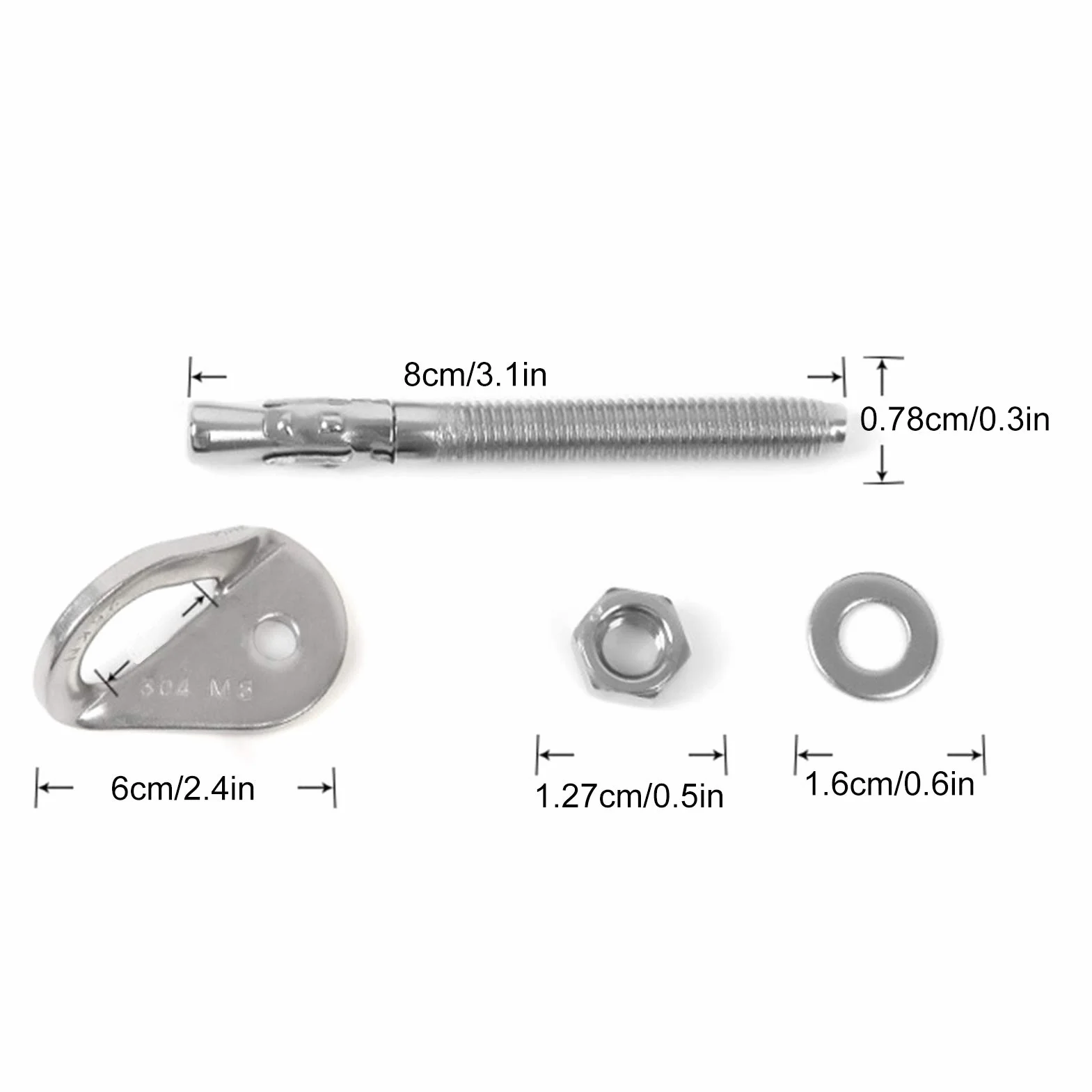 Alomejor Boulon d'escalade M8 Vis d'ancrage en Acier Inoxydable pour Escalade