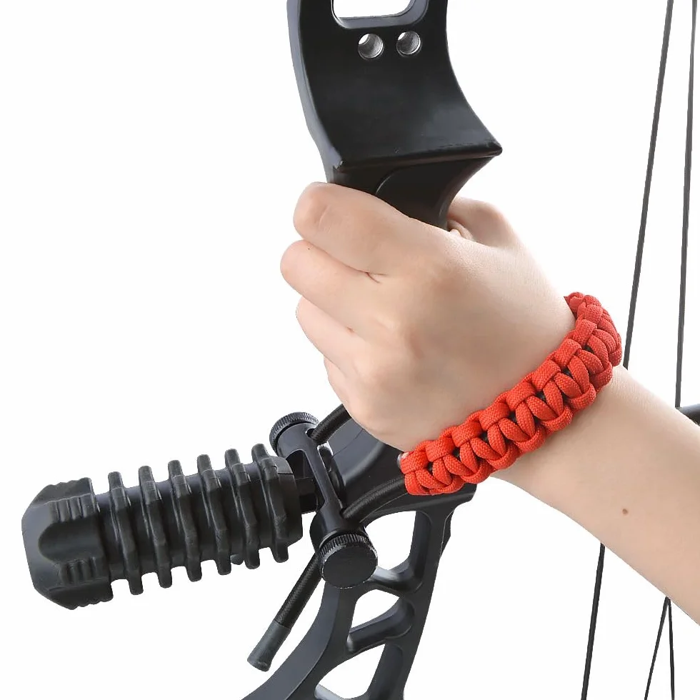 Sangle de poignet ajustable pour arc à poulies, corde en nylon épaissie, accessoire de chasse
