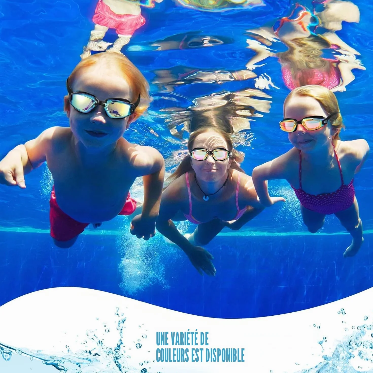 Lunettes de natation pour enfants 3-15 ans, verres pour sports nautiques