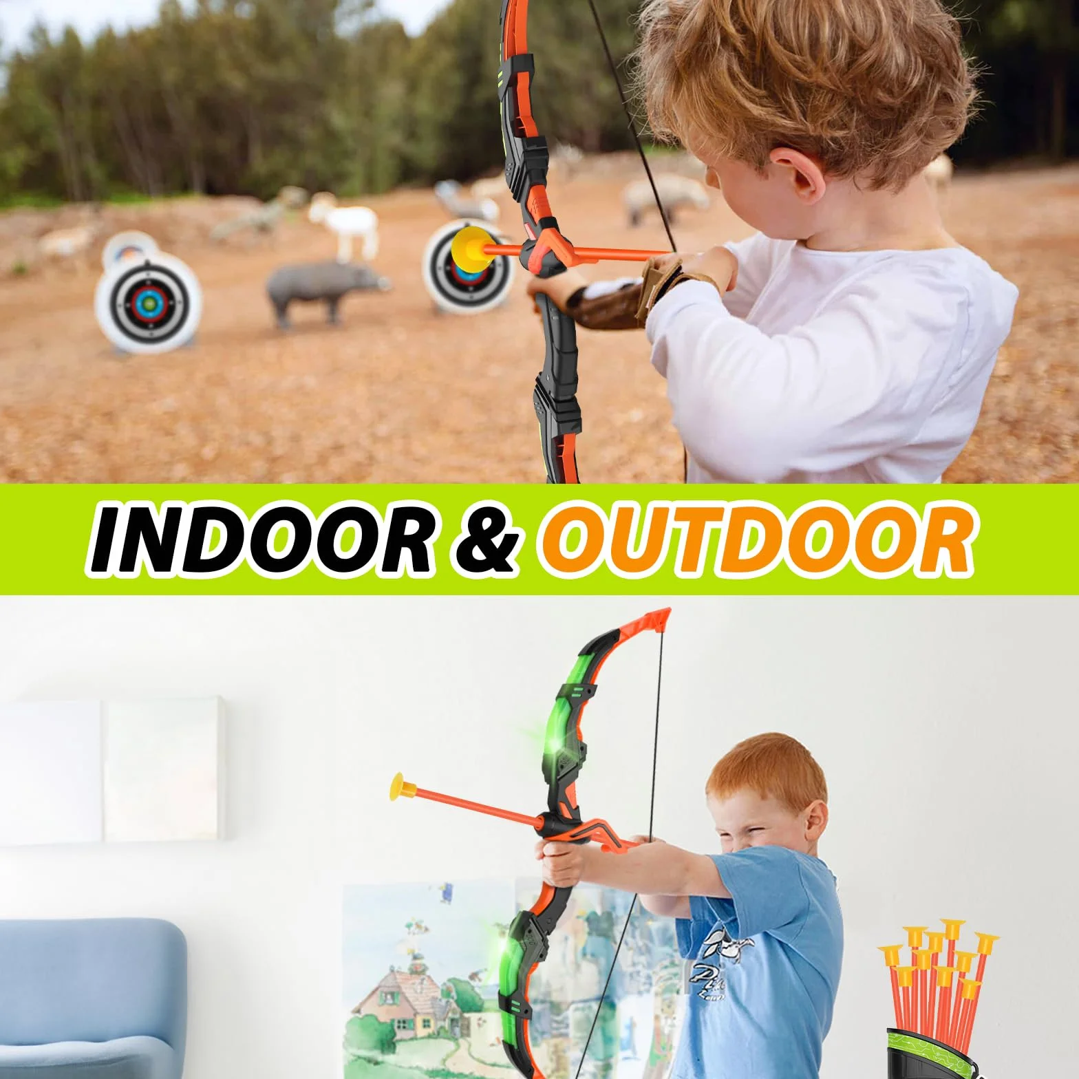 Jeux Exterieur Enfant Tir à l'arc Lumineux 3-12 Ans Garçons Filles Cadeau Jouet
