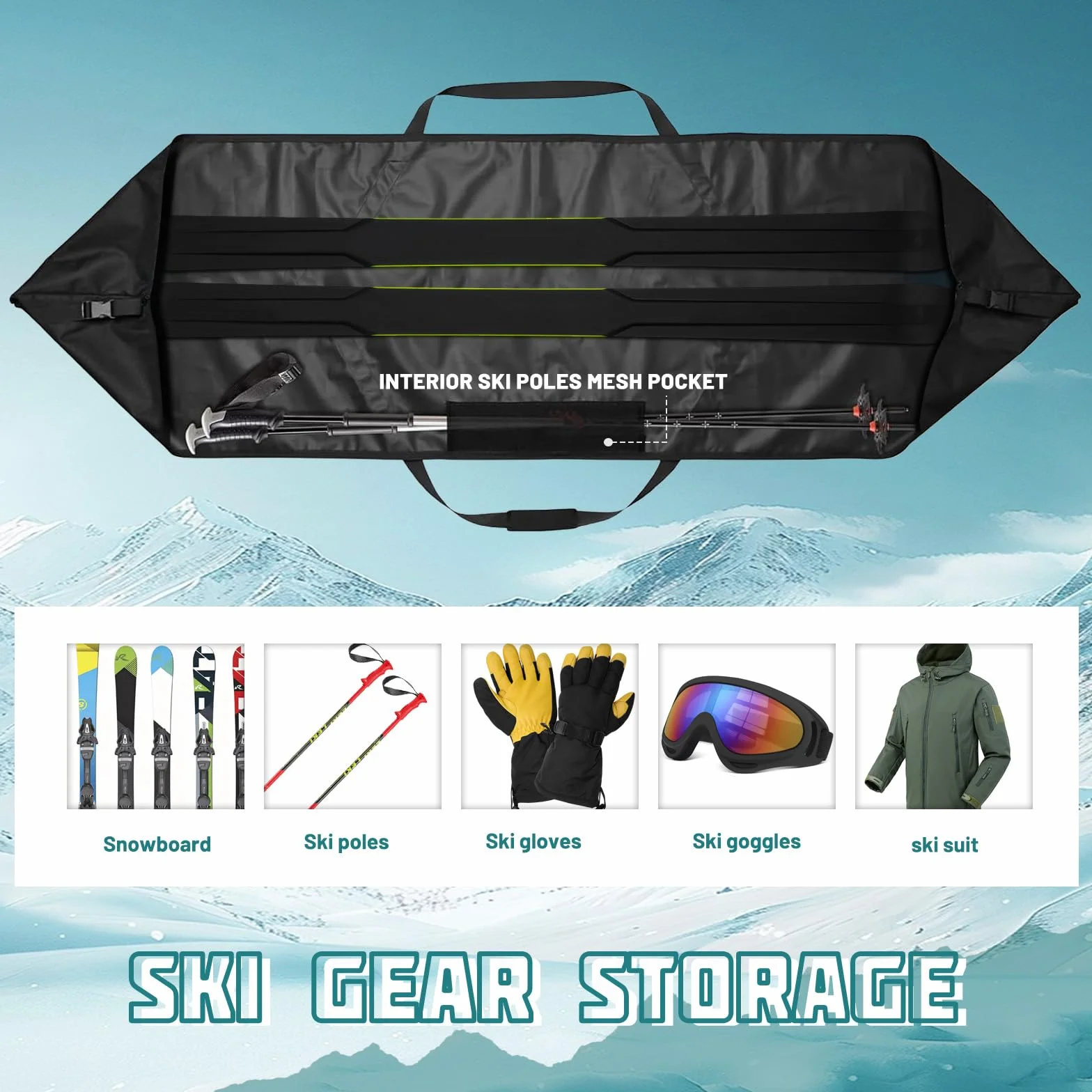 Sac de Ski Robuste avec poignées de Transport