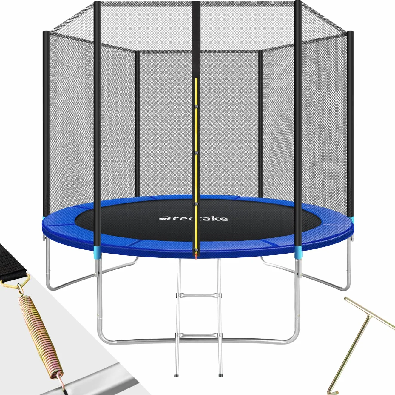 Tectake Trampoline de Jardin Ø 244-457 cm Certifié GS Filet de Sécurité Échelle