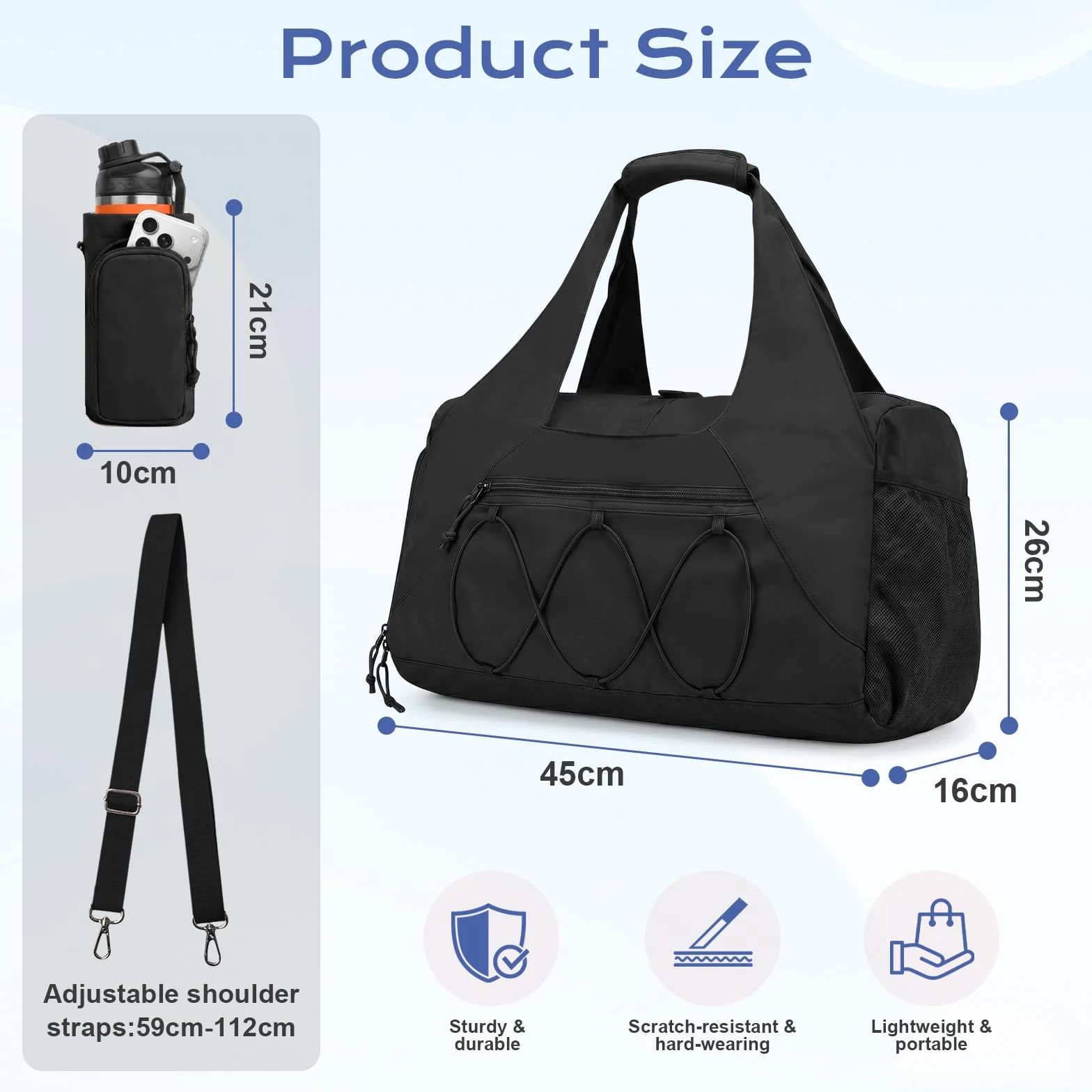Flintronic Sac de Sport Femme avec Compartiment Chaussures et Humide, Léger, pour Voyage et Gym