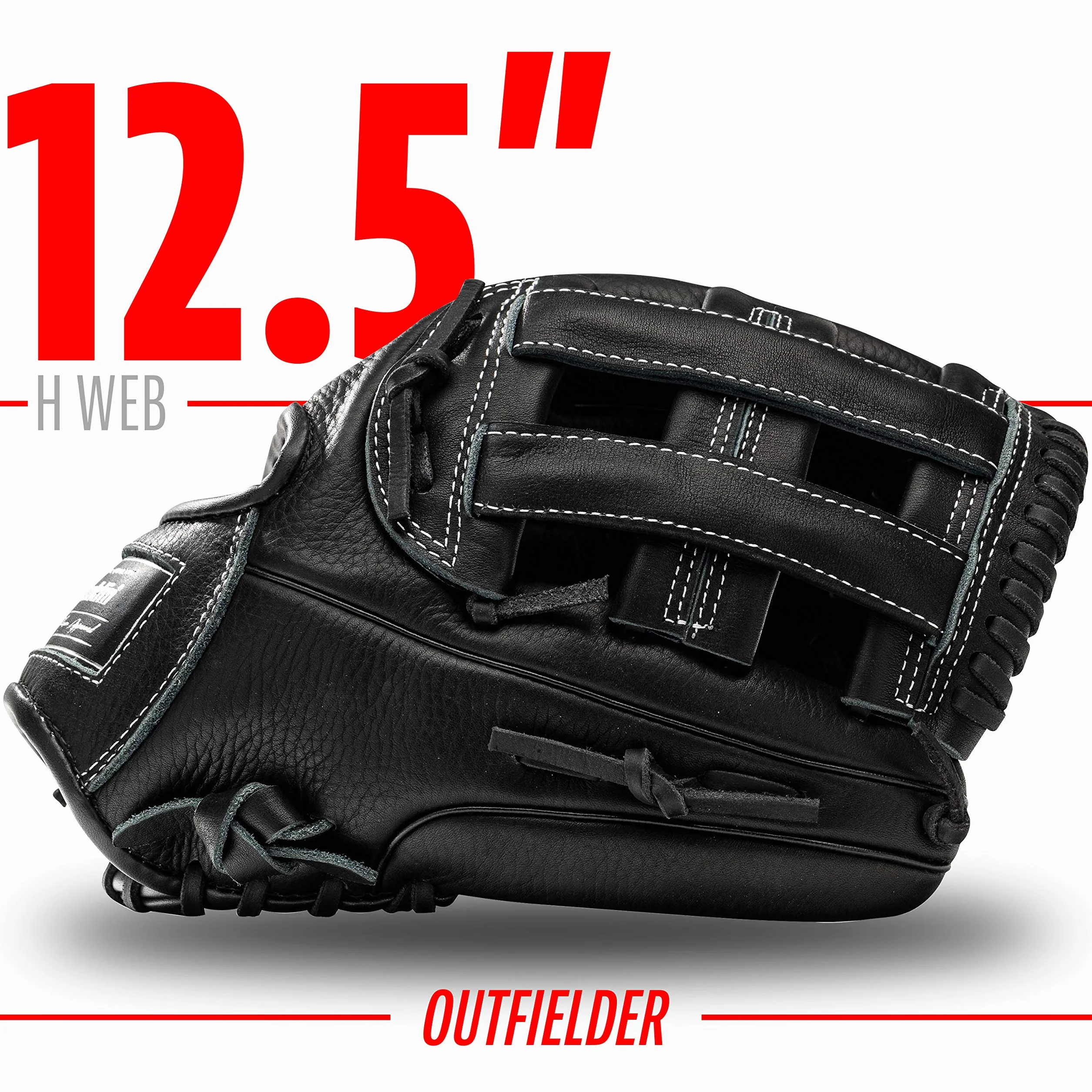 Franklin Sports Gants de Baseball en Cuir de Vache Noir CTZ5000